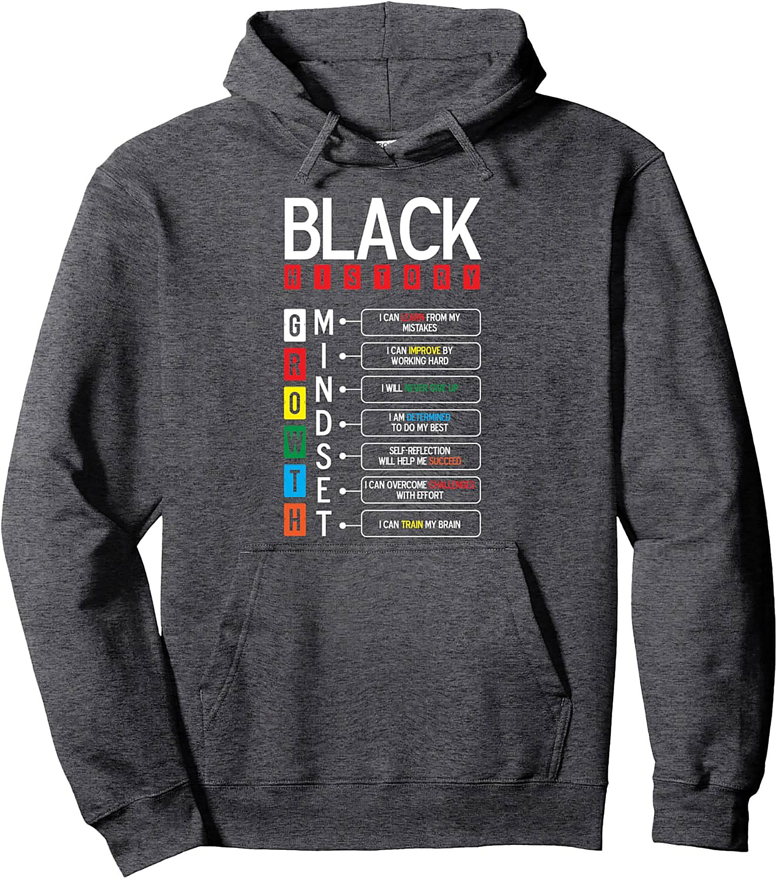  Black History Growth Mindset Pullover Hoodie Cozy Streetwear