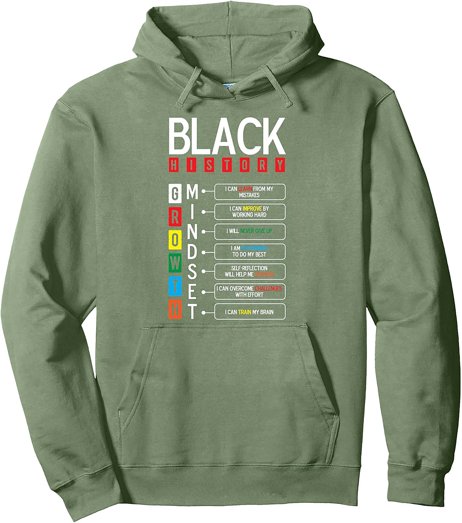  Black History Growth Mindset Pullover Hoodie Cozy Streetwear