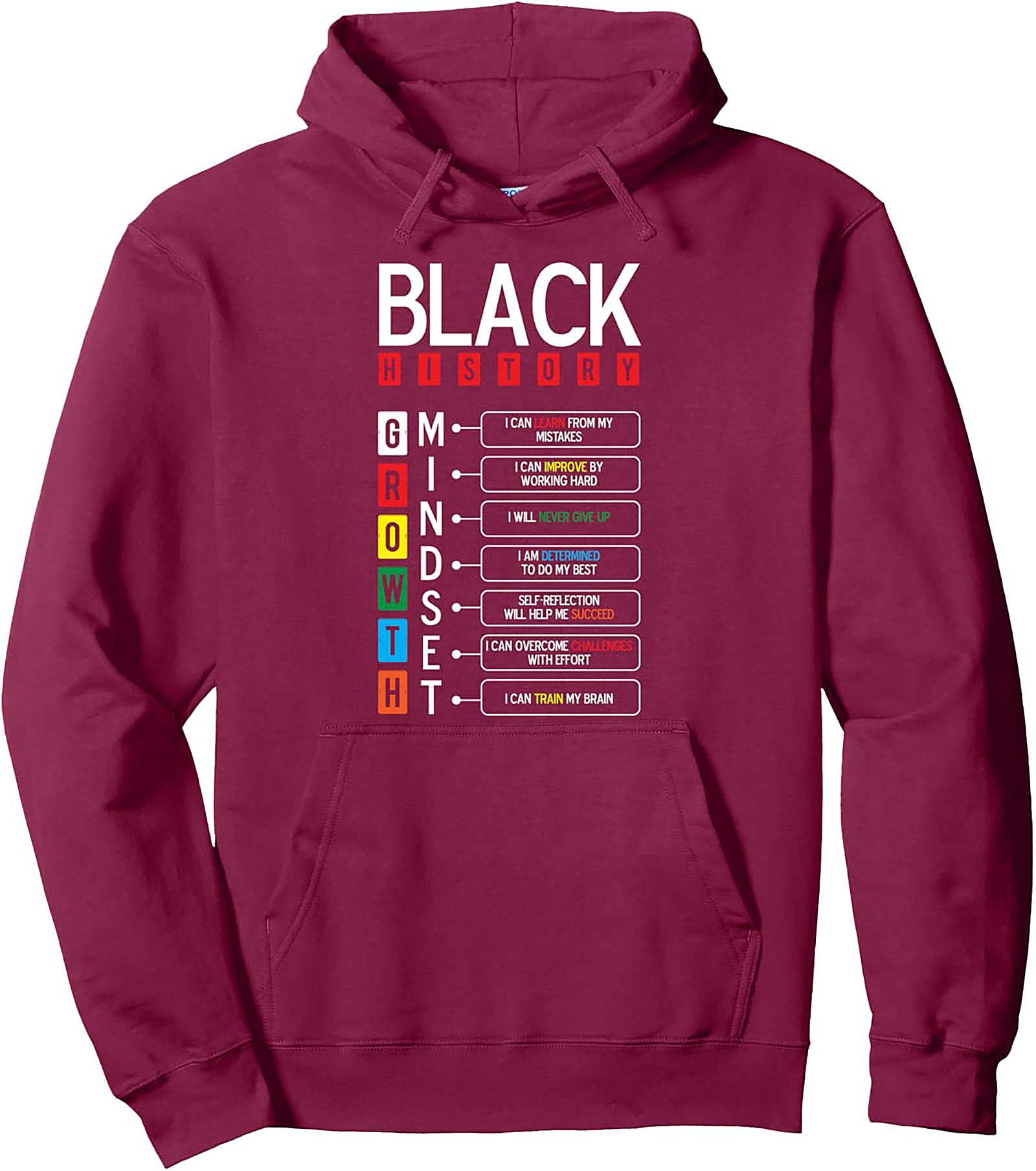  Black History Growth Mindset Pullover Hoodie Cozy Streetwear