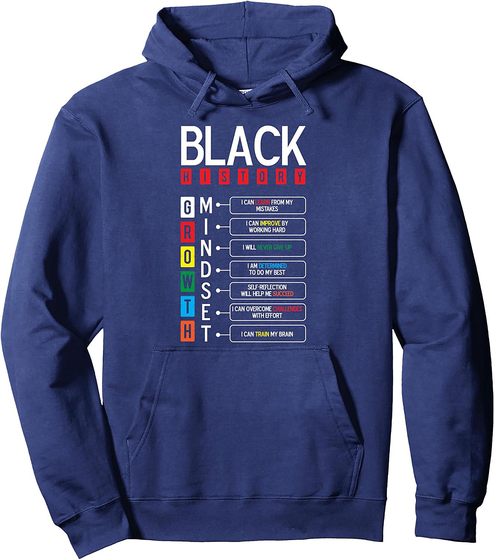  Black History Growth Mindset Pullover Hoodie Cozy Streetwear