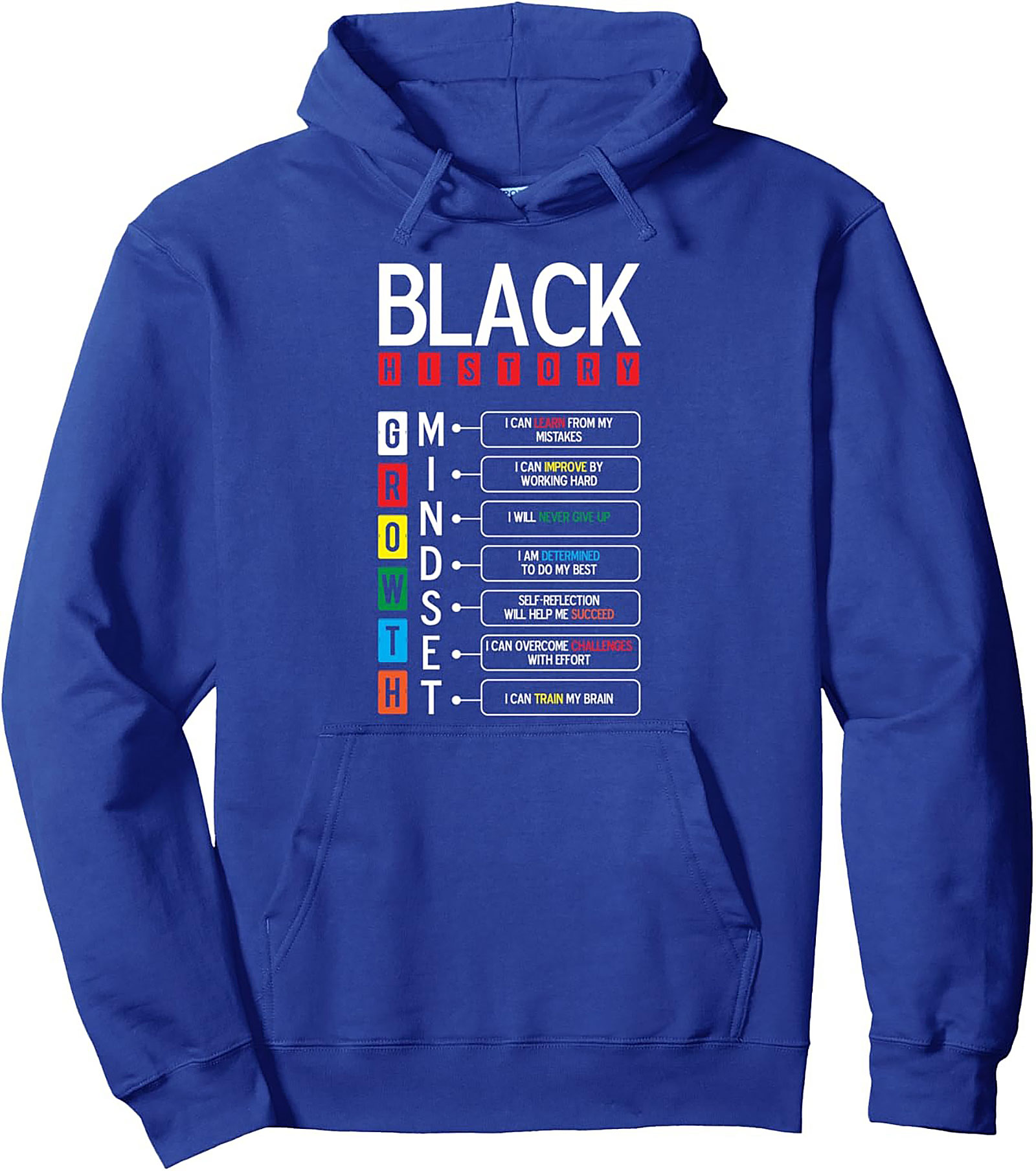  Black History Growth Mindset Pullover Hoodie Cozy Streetwear