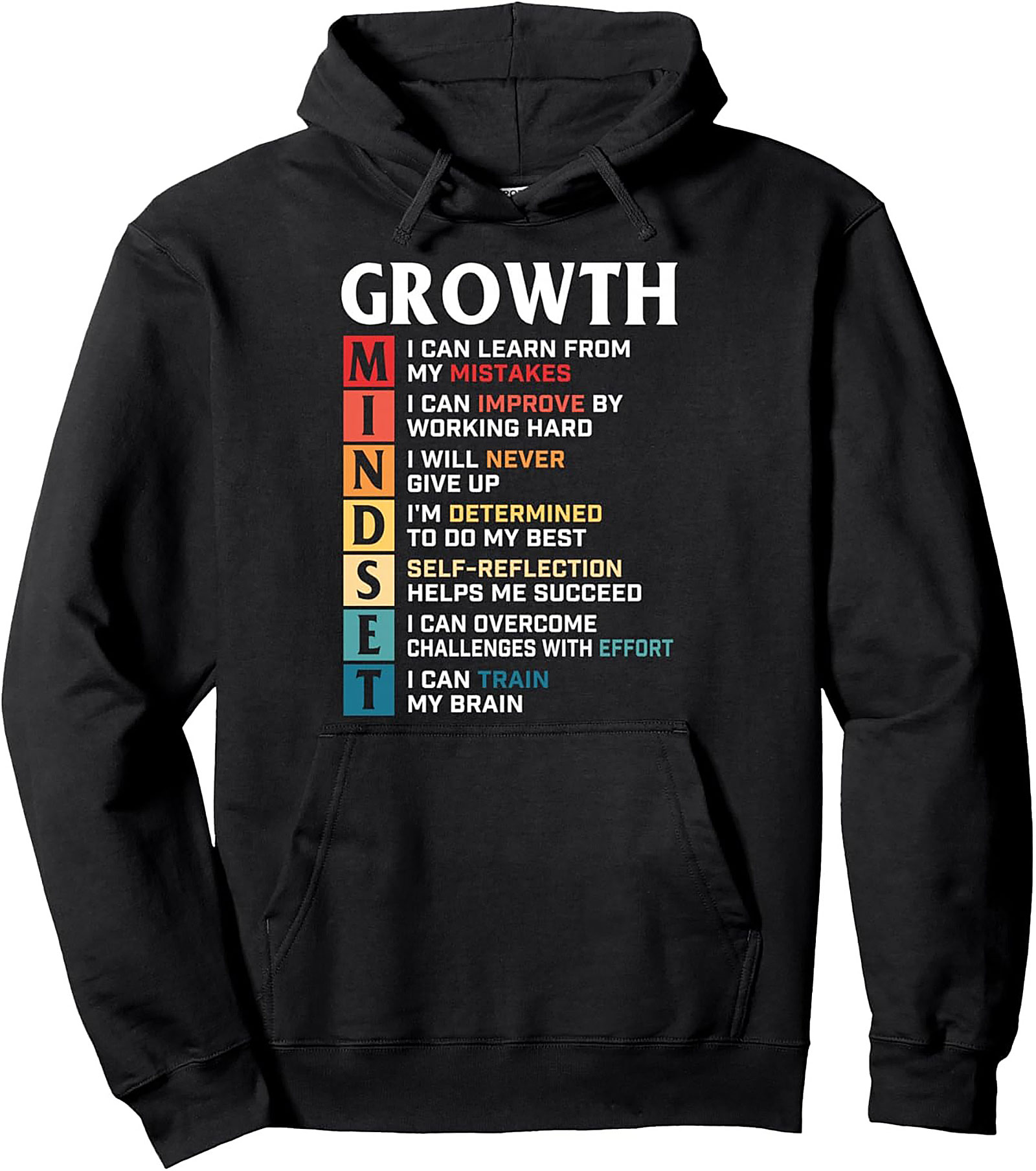 Growth Mindset Hoodie Motivational Unisex Graphic Pullover