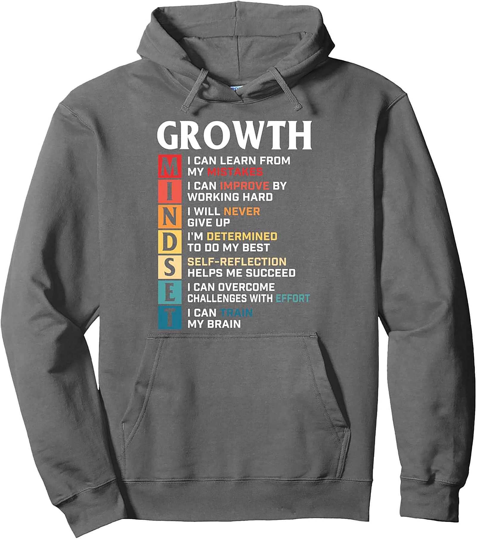  Growth Mindset Hoodie Motivational Unisex Graphic Pullover
