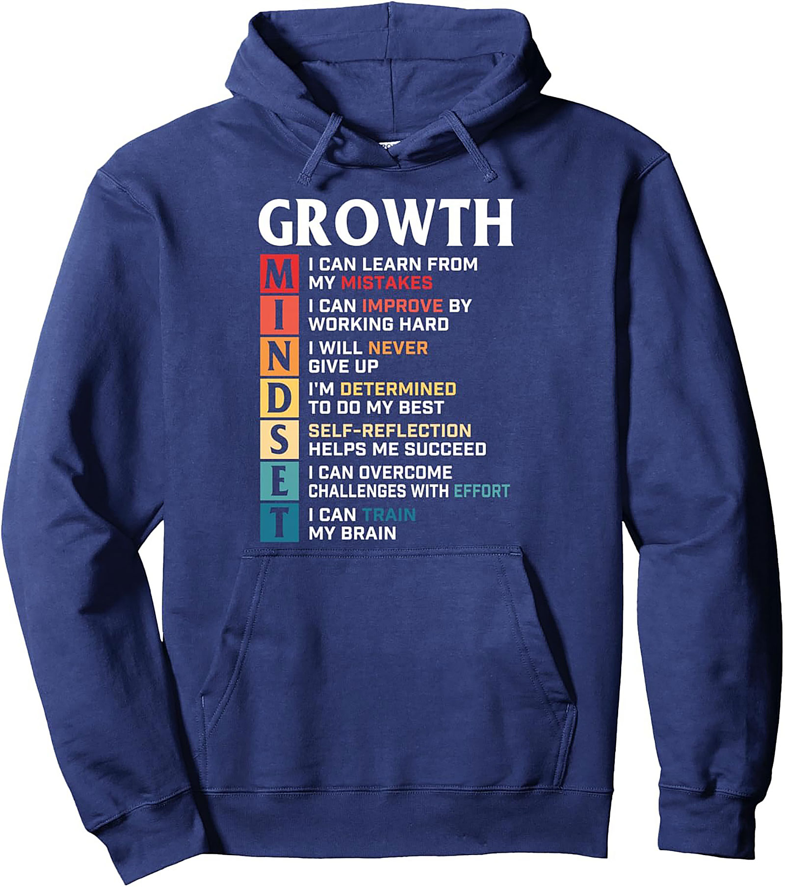  Growth Mindset Hoodie Motivational Unisex Graphic Pullover