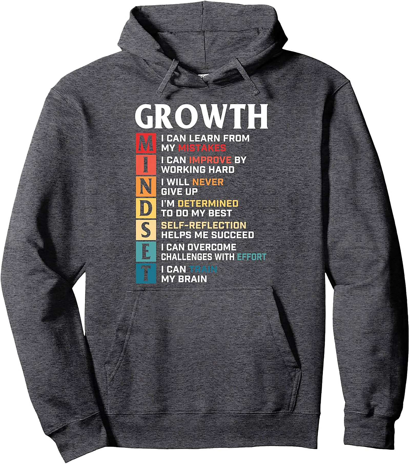  Growth Mindset Hoodie Motivational Unisex Graphic Pullover