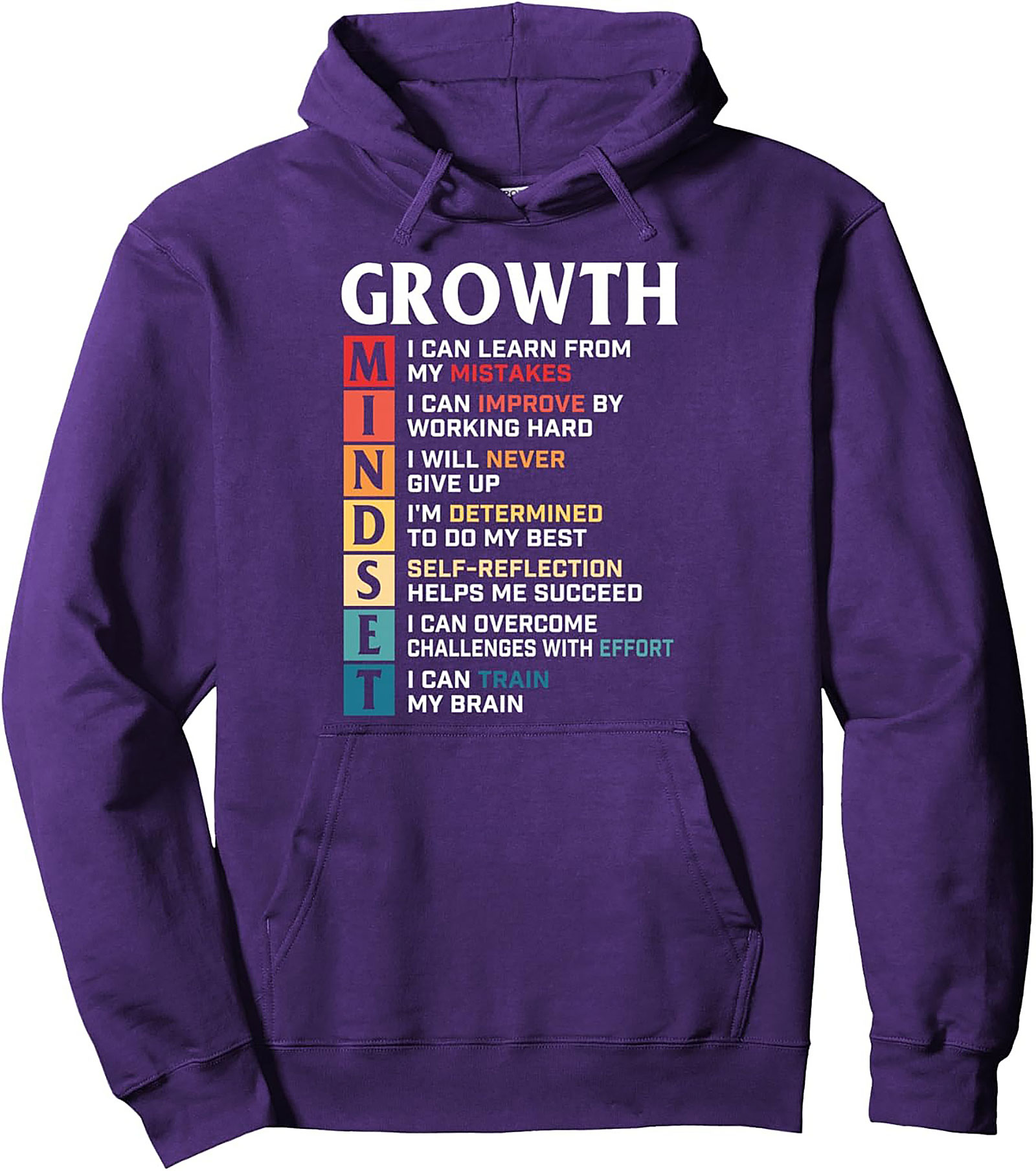  Growth Mindset Hoodie Motivational Unisex Graphic Pullover
