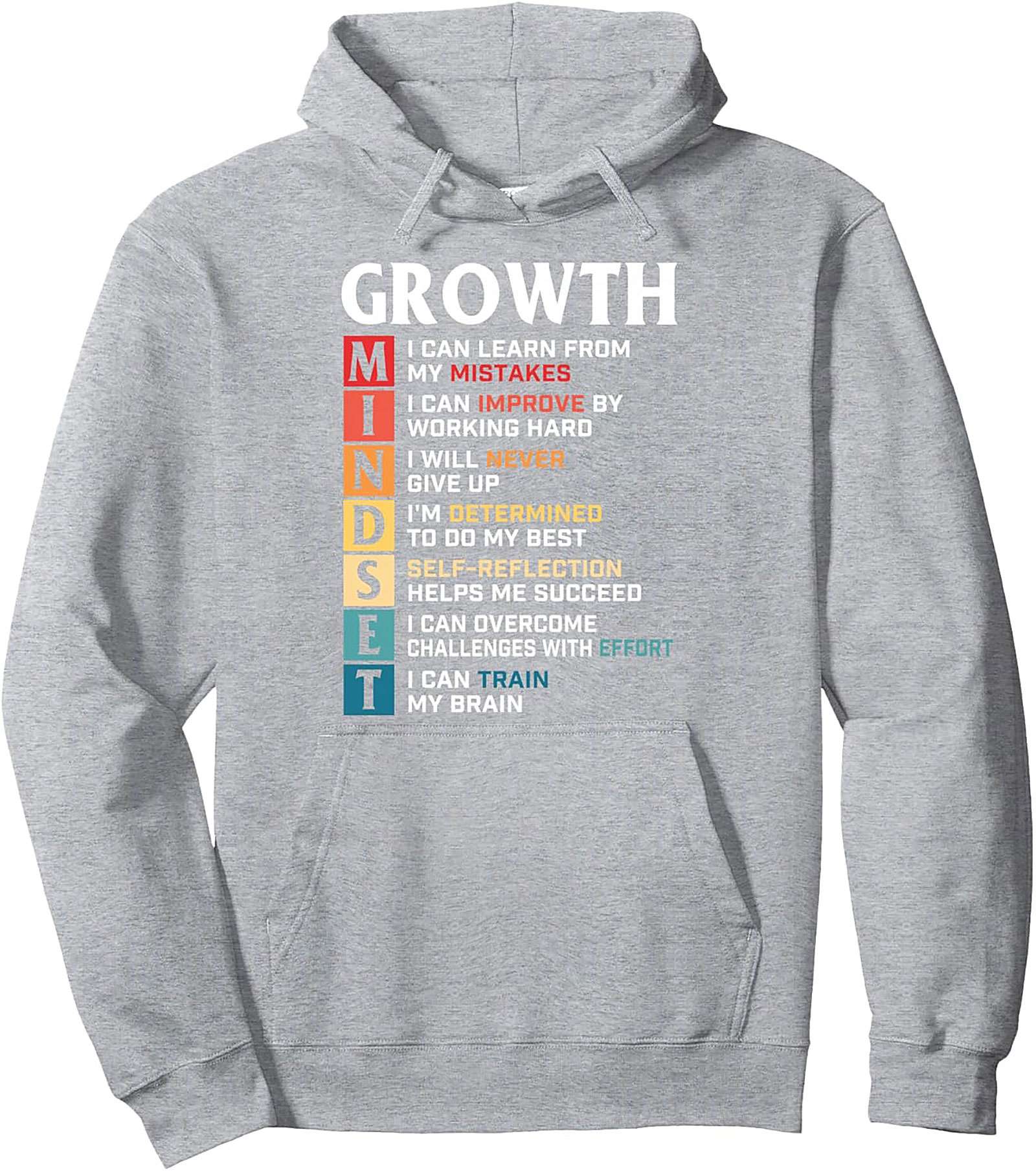  Growth Mindset Hoodie Motivational Unisex Graphic Pullover
