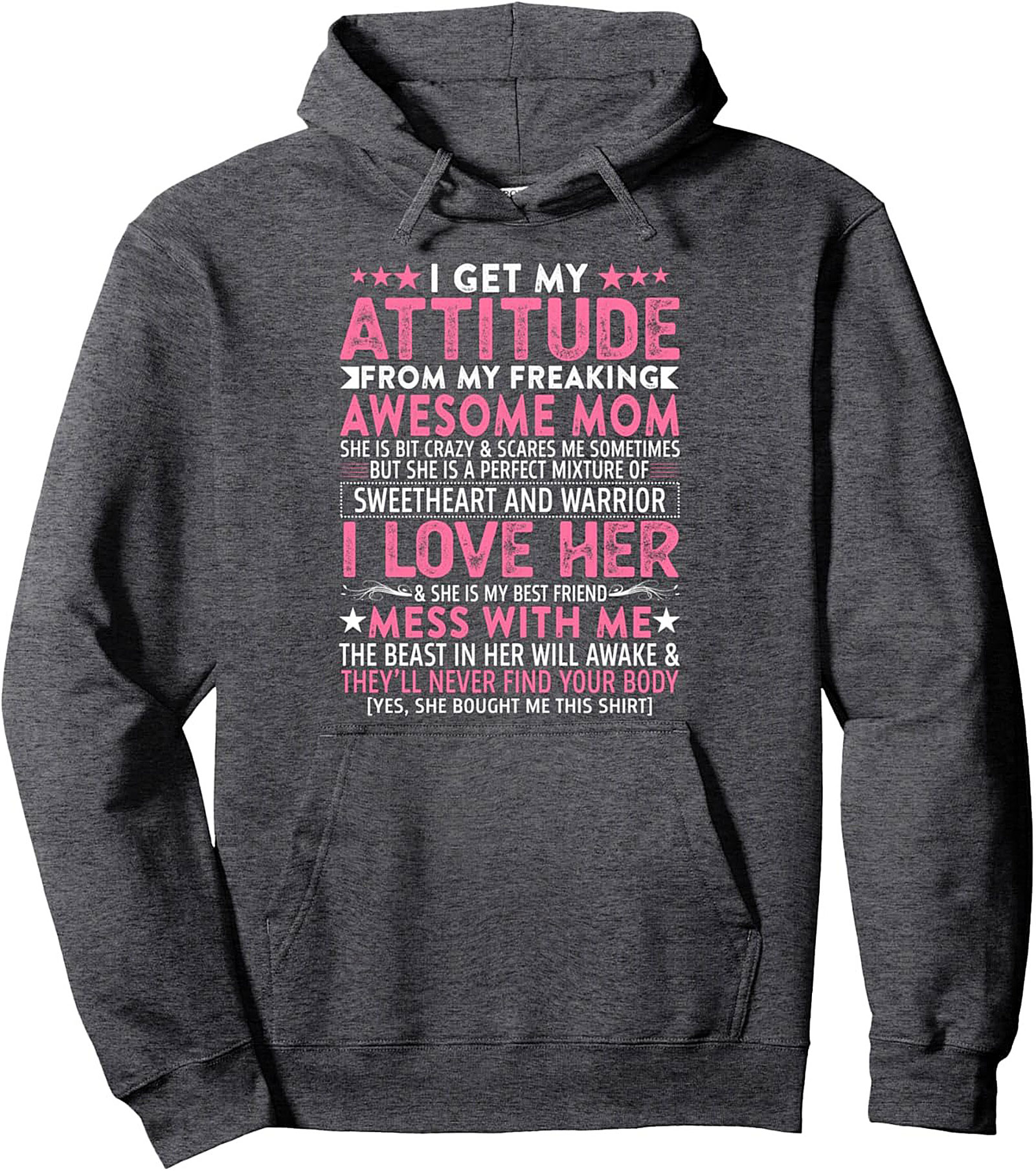 Awesome Mom Attitude Graphic Hoodie - Sweetheart & Warrior Design