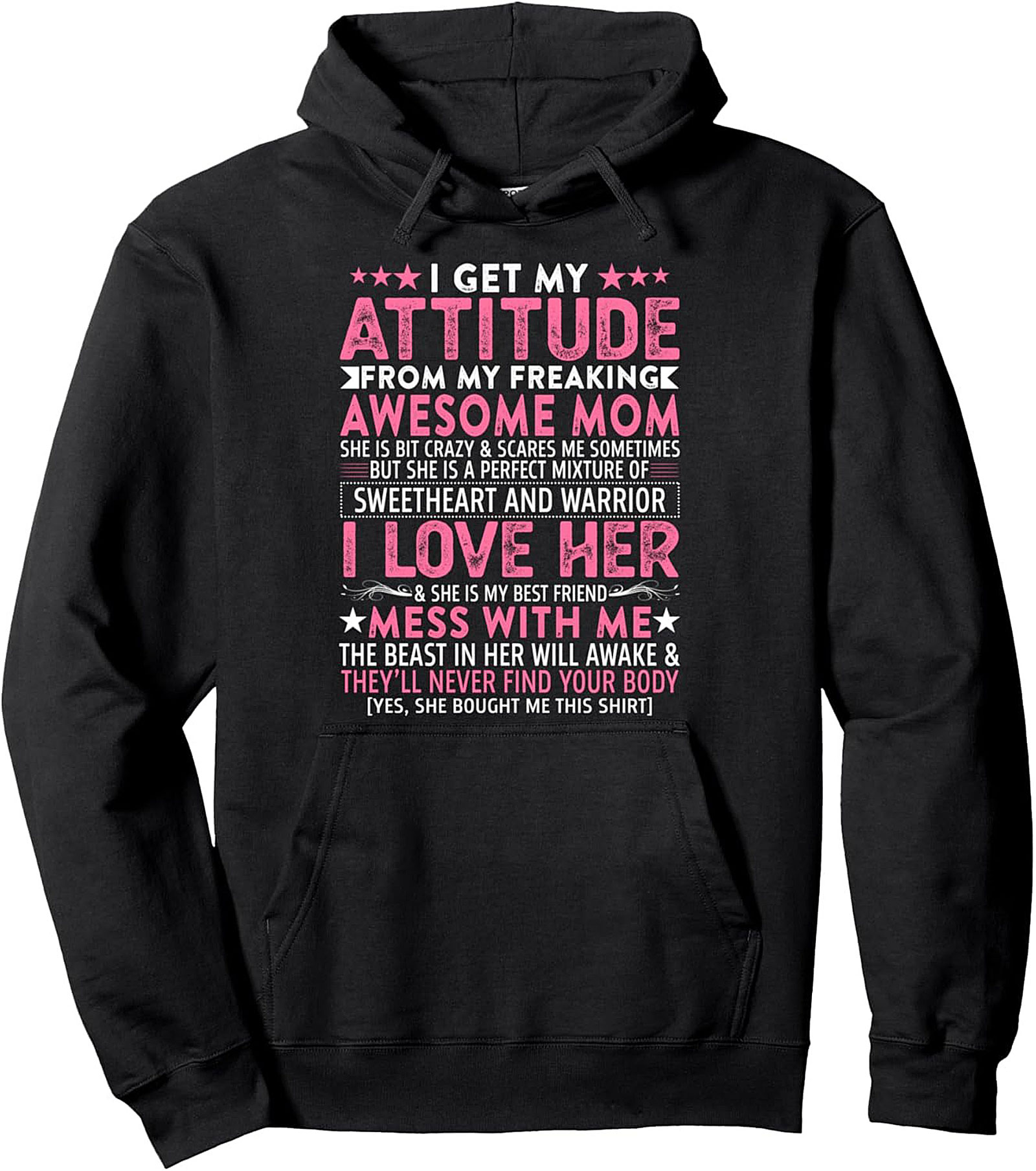Awesome Mom Attitude Graphic Hoodie - Sweetheart & Warrior Design