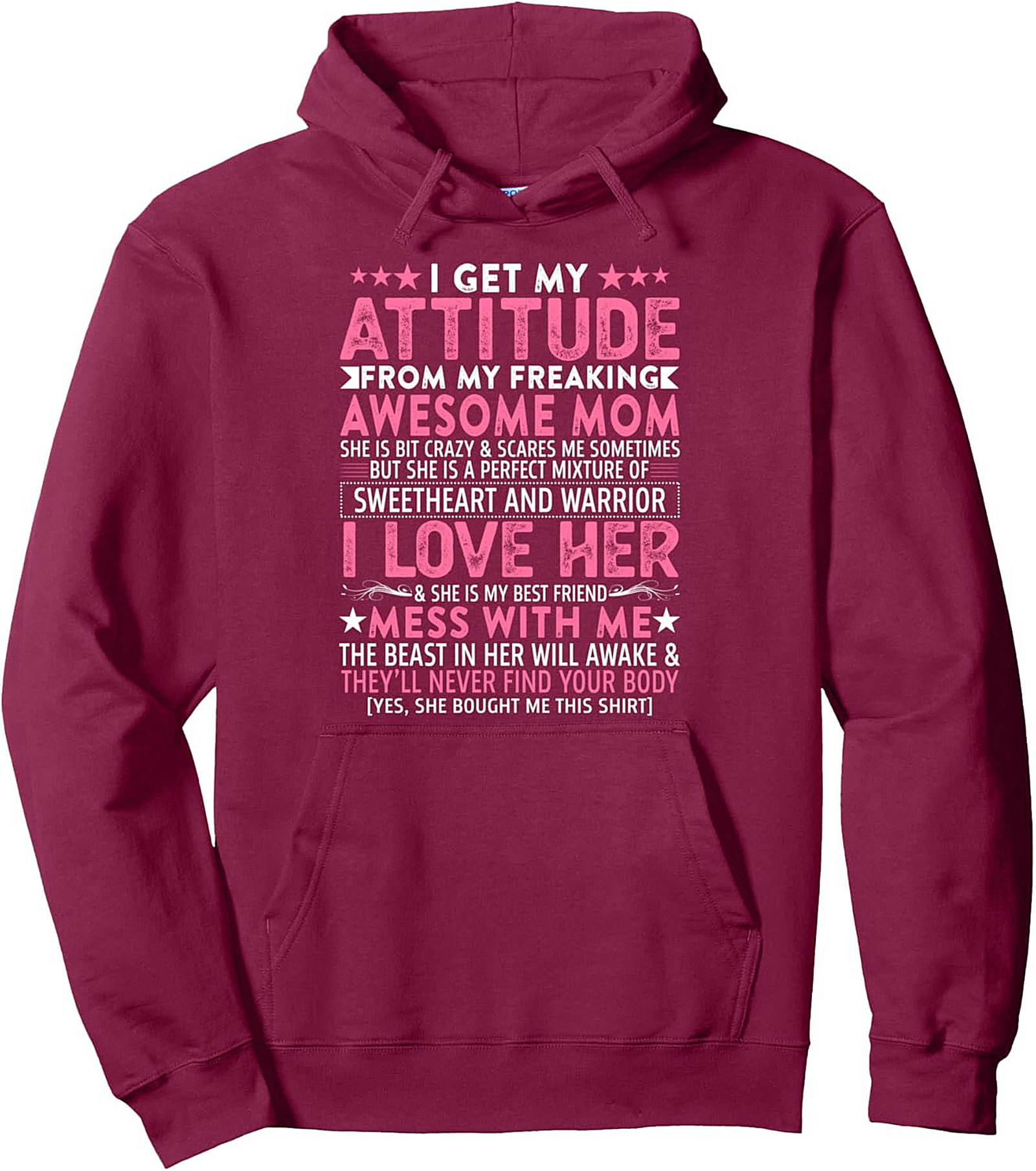Awesome Mom Attitude Graphic Hoodie - Sweetheart & Warrior Design