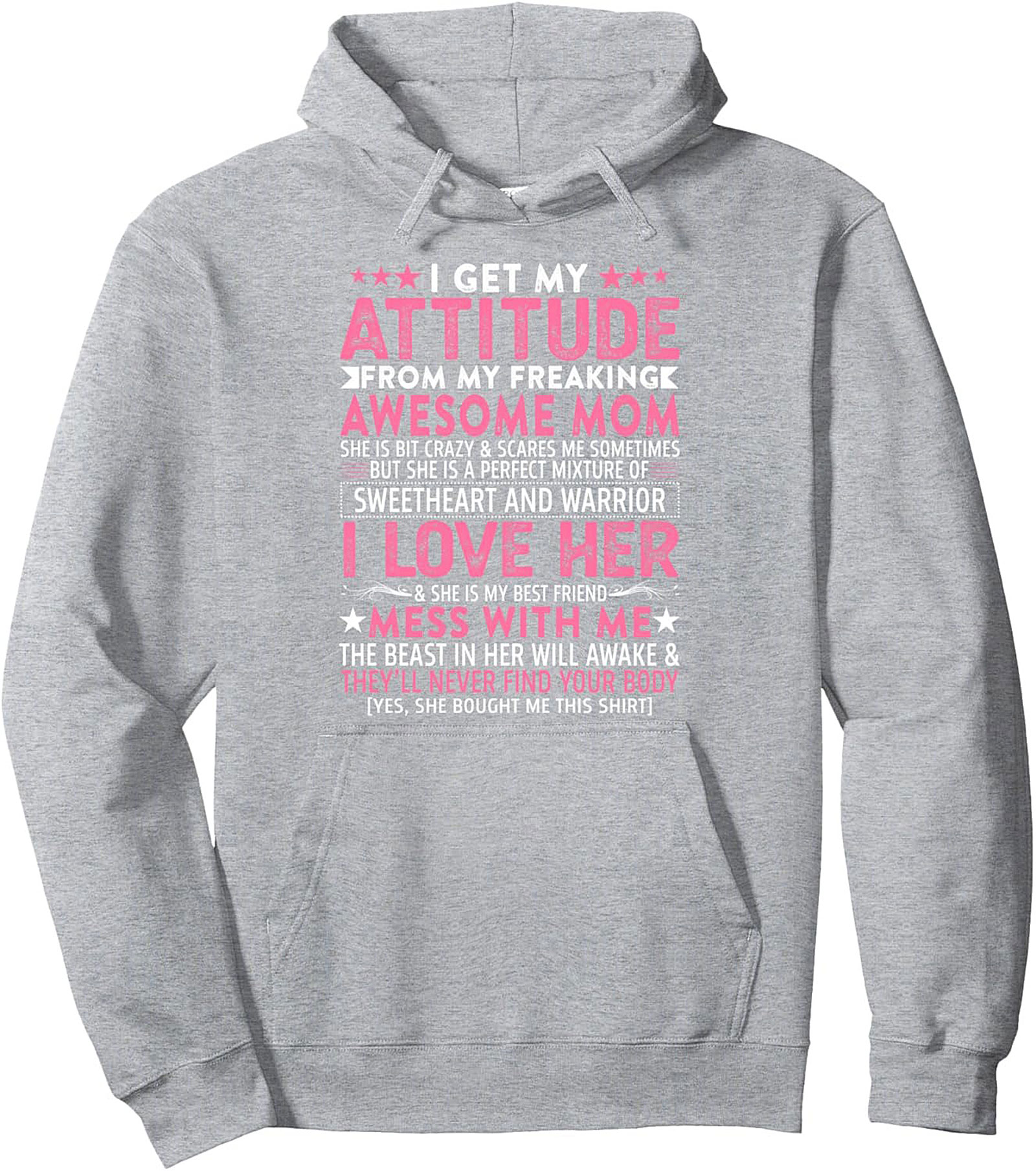 Awesome Mom Attitude Graphic Hoodie - Sweetheart & Warrior Design