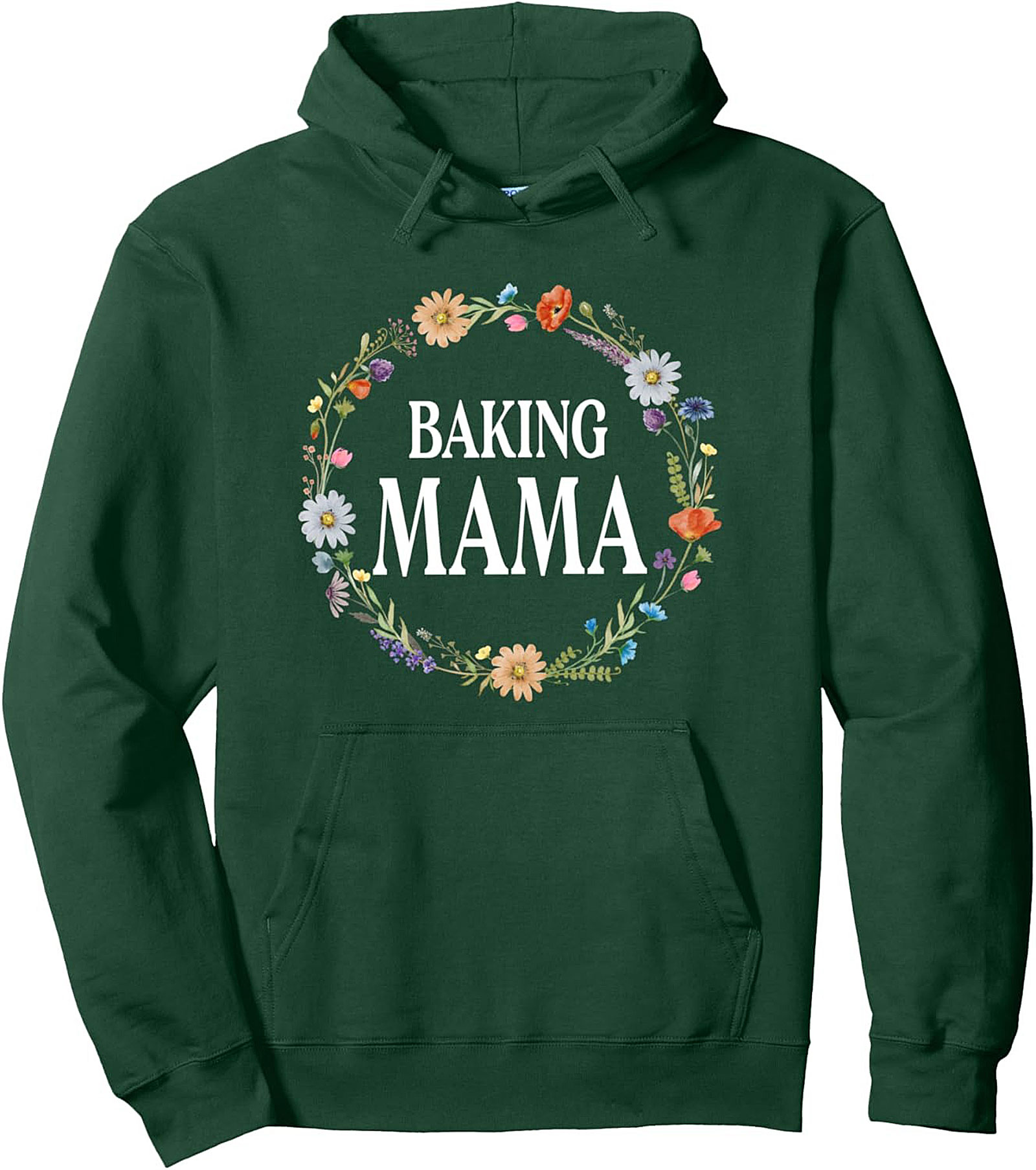 Baking Mama Floral Wreath Pullover Hoodie