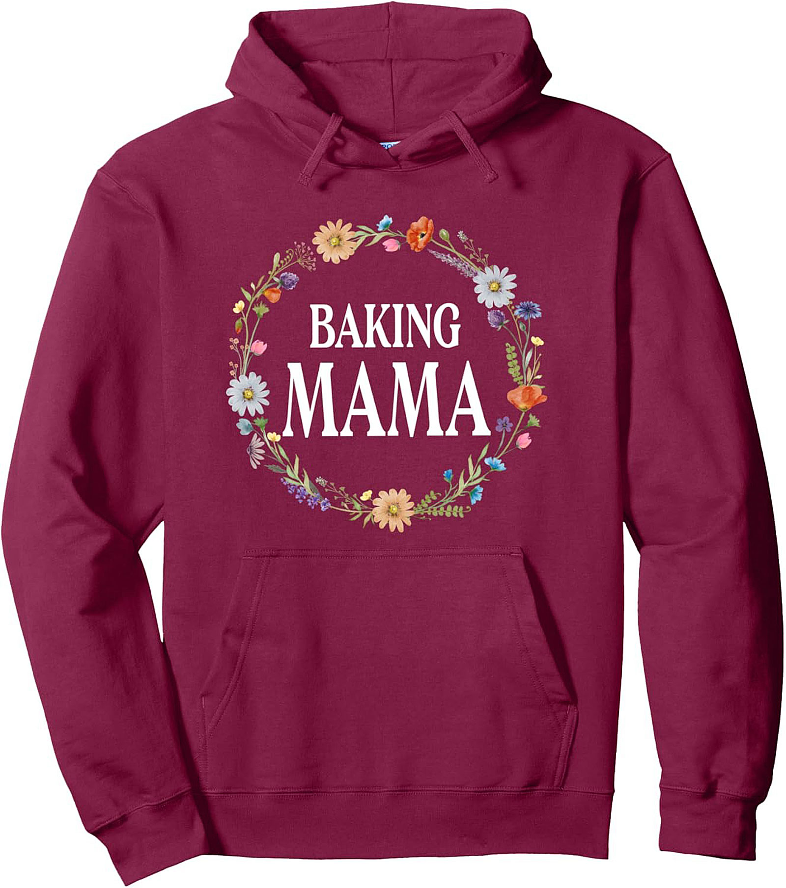 Baking Mama Floral Wreath Pullover Hoodie
