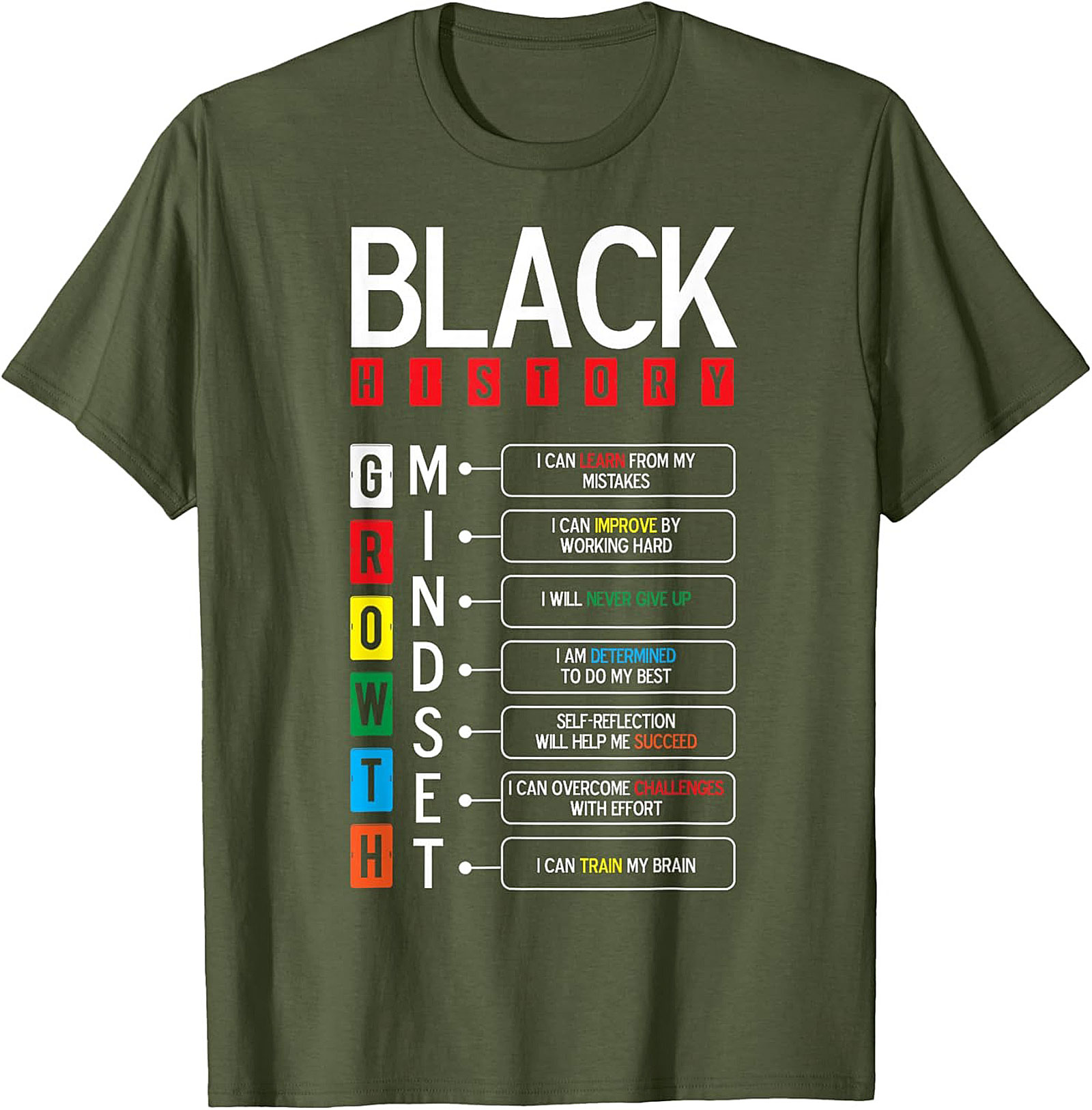 Black History Growth Mindset T-Shirt Empowerment Graphic Tee