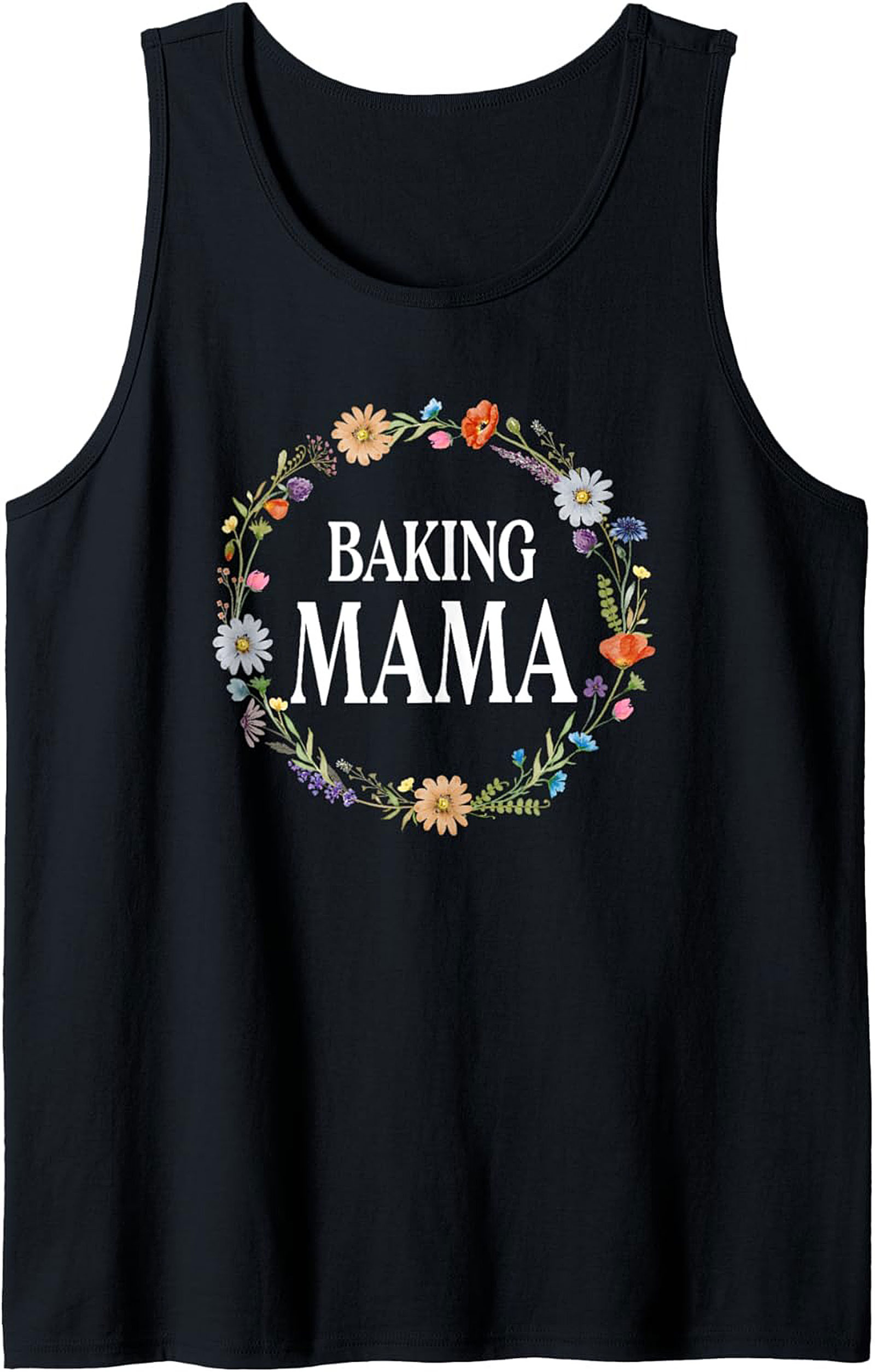 Baking Mama Floral Wreath Graphic Tank Top
