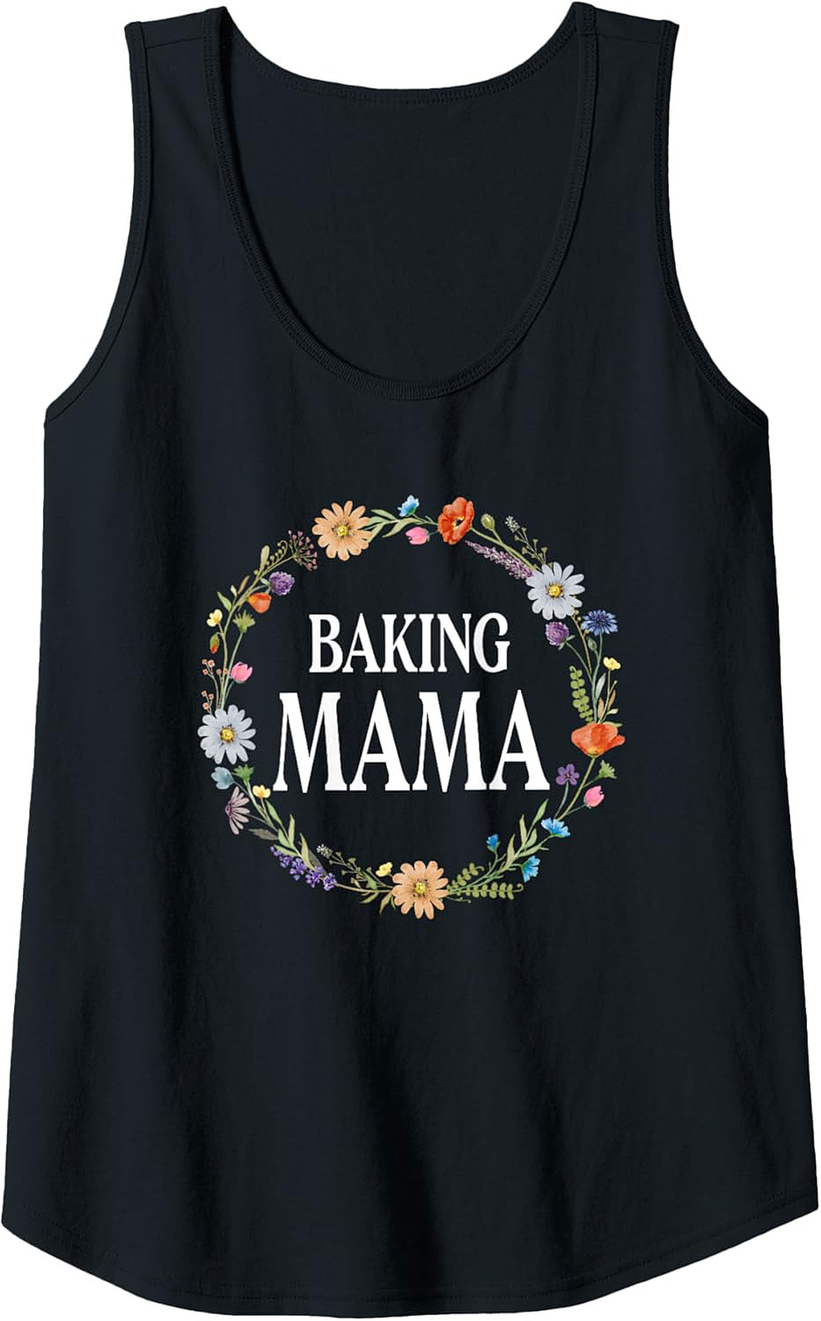 Baking Mama Floral Wreath Graphic Tank Top