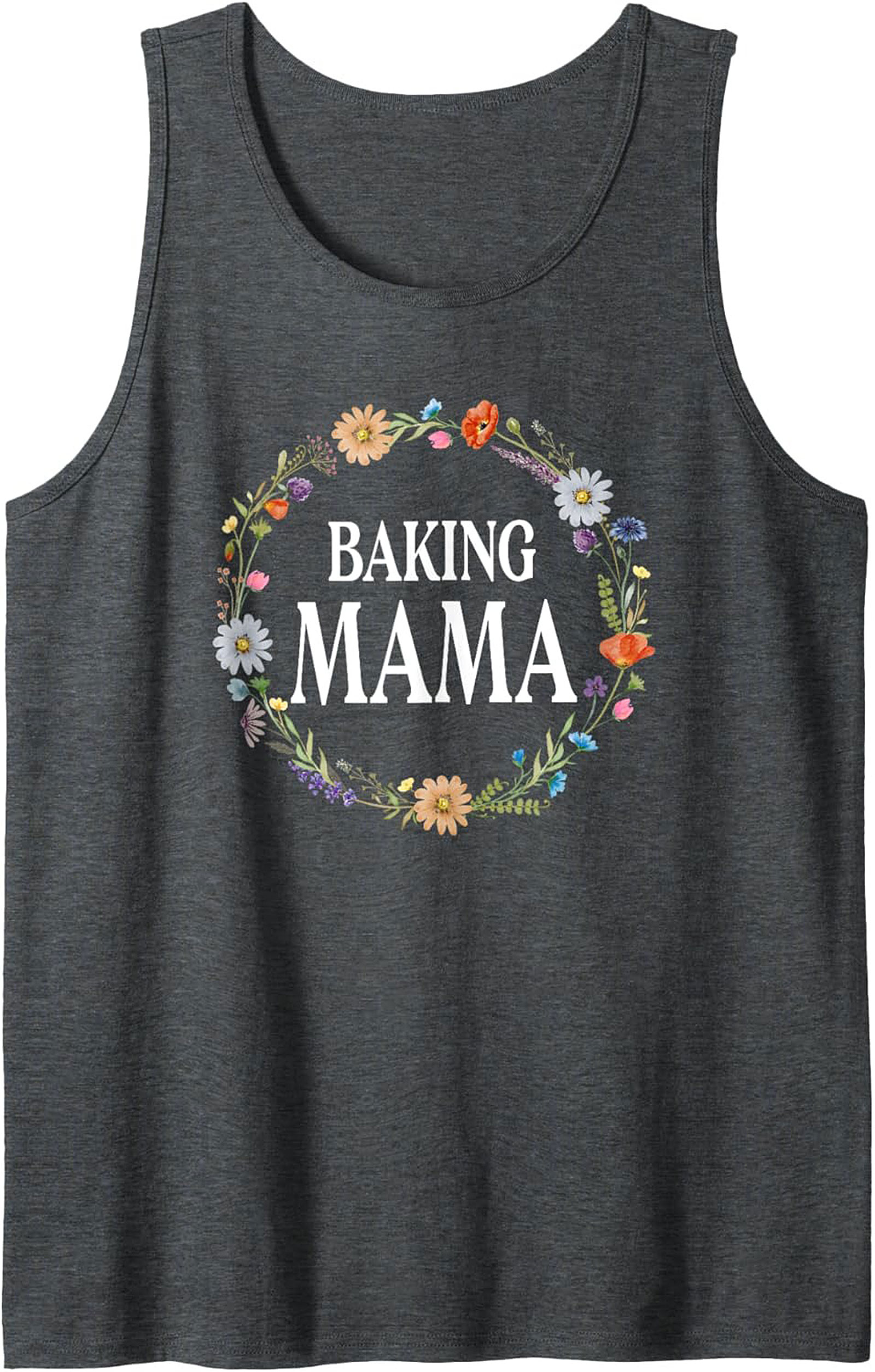 Baking Mama Floral Wreath Graphic Tank Top