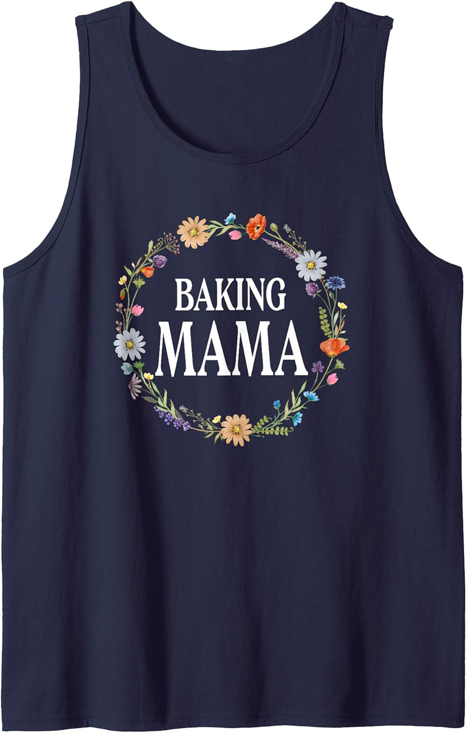 Baking Mama Floral Wreath Graphic Tank Top