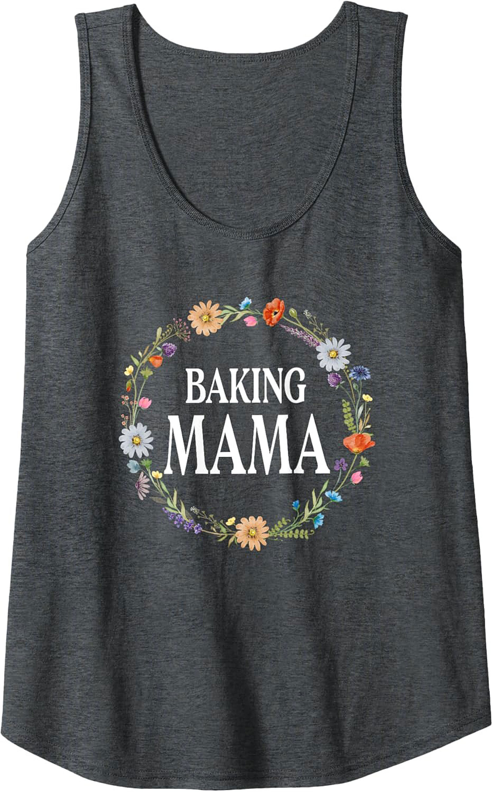 Baking Mama Floral Wreath Graphic Tank Top