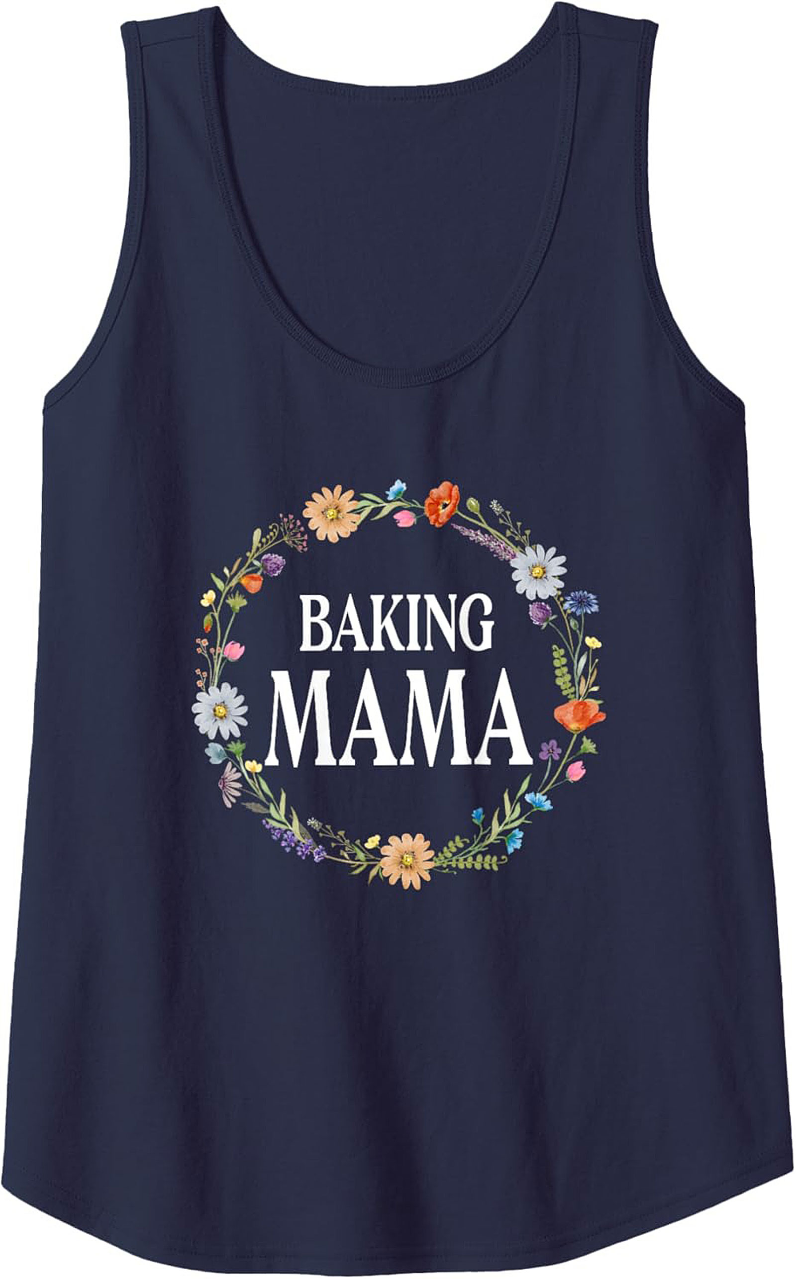 Baking Mama Floral Wreath Graphic Tank Top