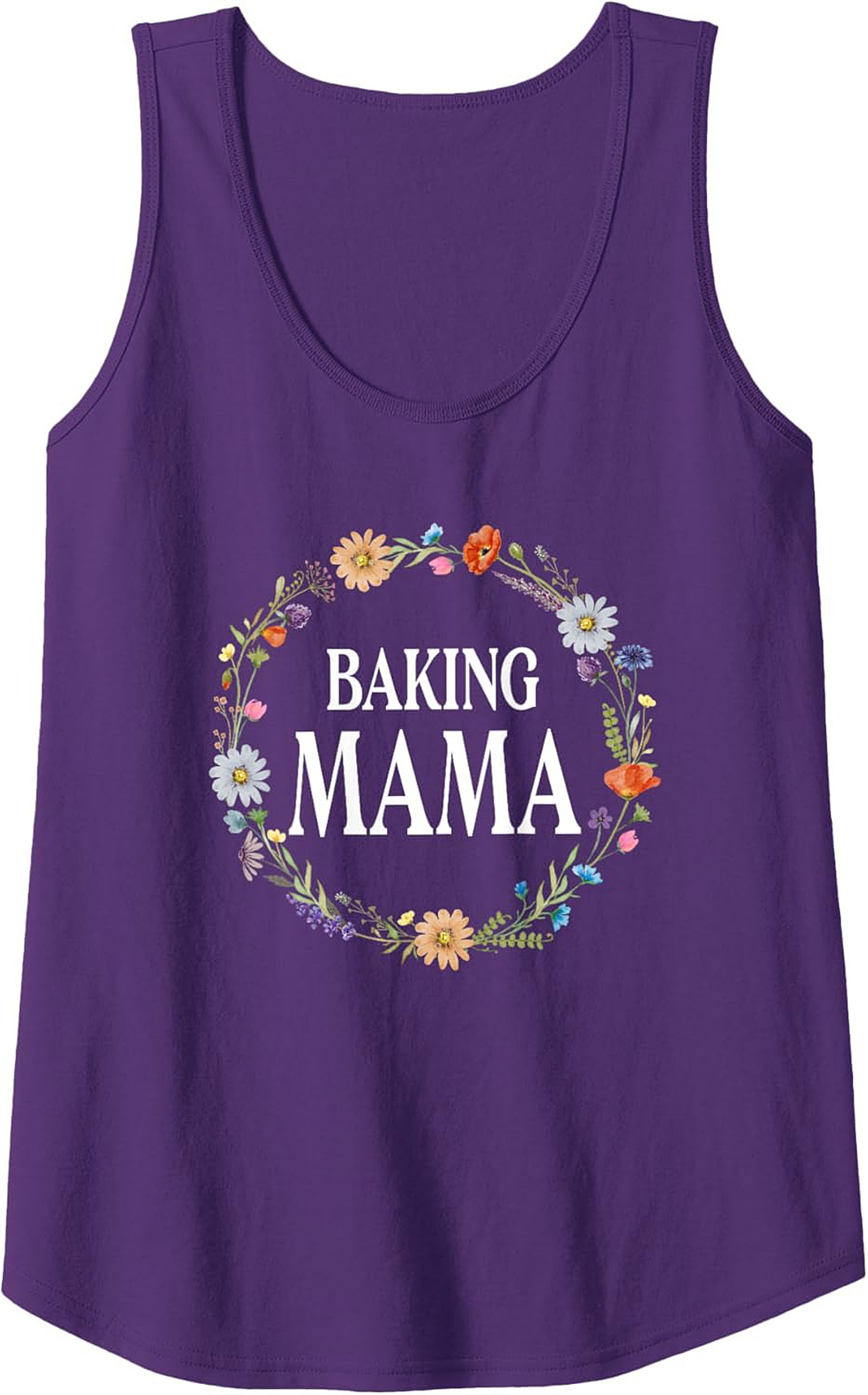 Baking Mama Floral Wreath Graphic Tank Top