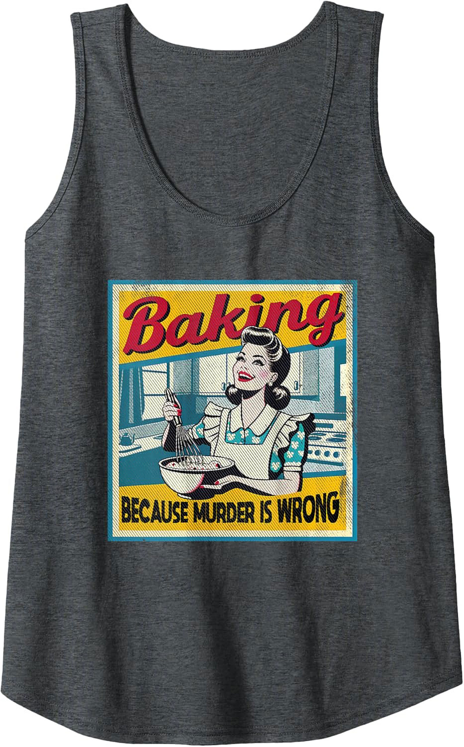Retro Baking Because Murder is Wrong Graphic Tank Top