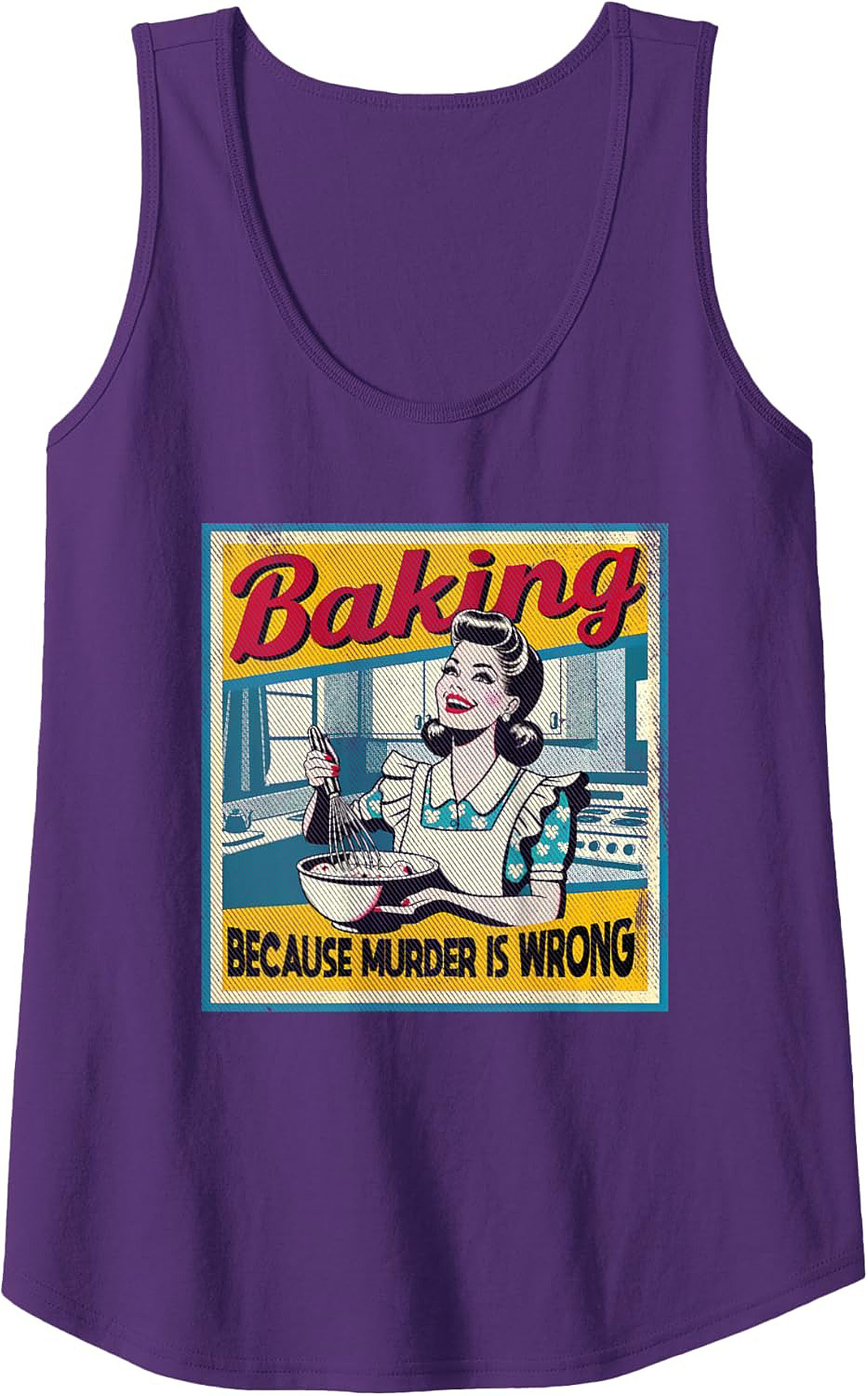 Retro Baking Because Murder is Wrong Graphic Tank Top