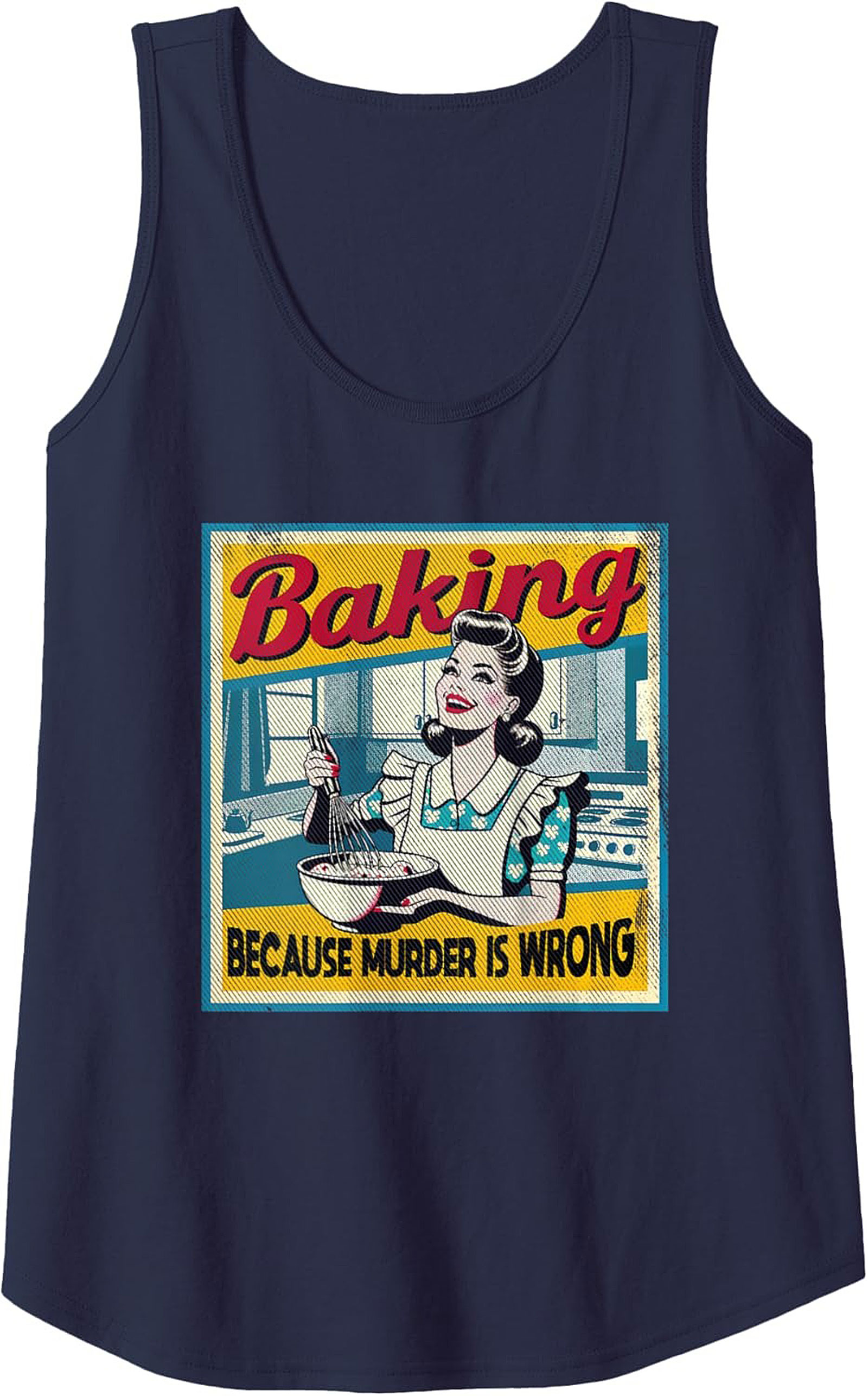 Retro Baking Because Murder is Wrong Graphic Tank Top