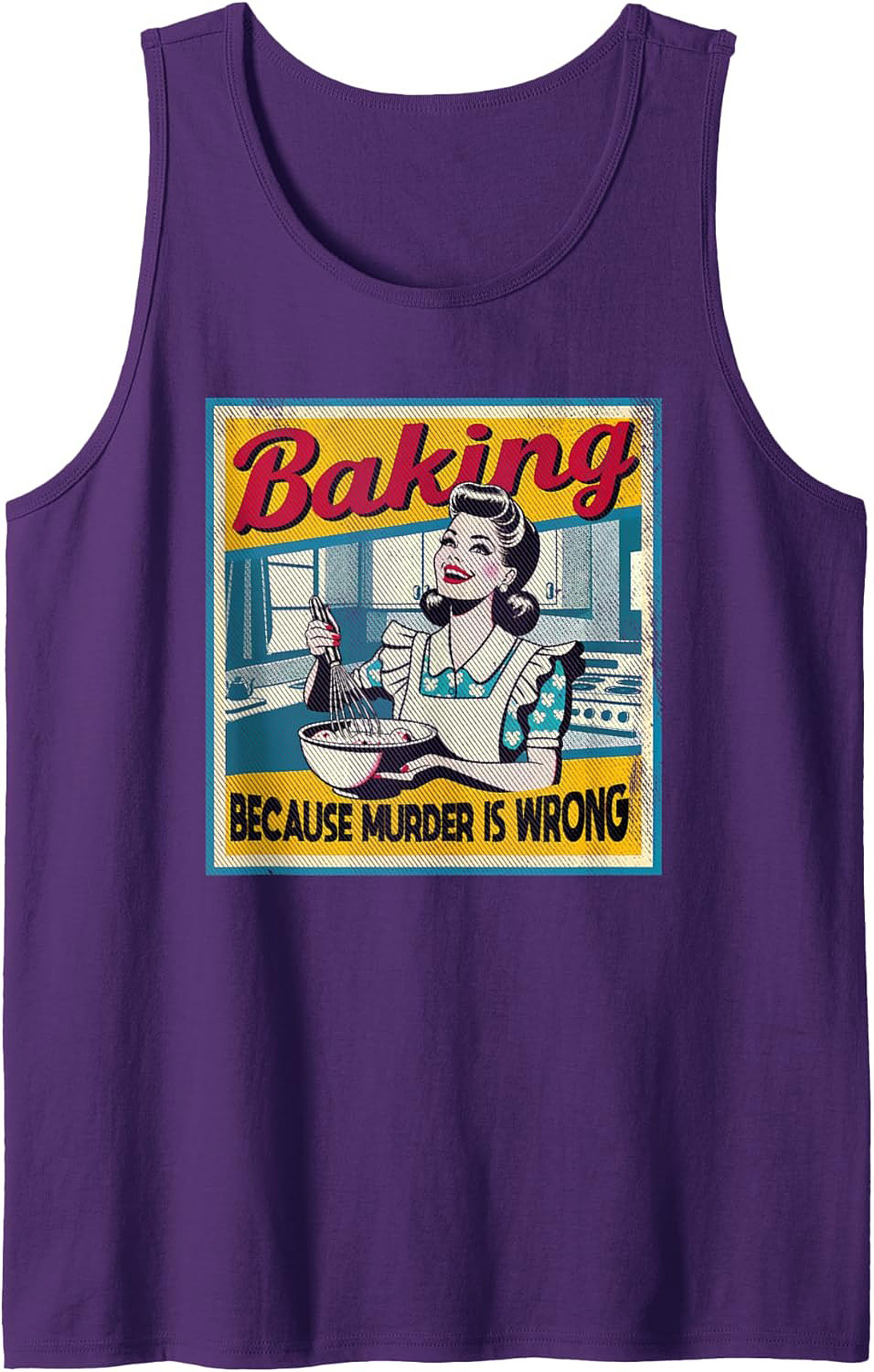 Retro Baking Because Murder is Wrong Graphic Tank Top