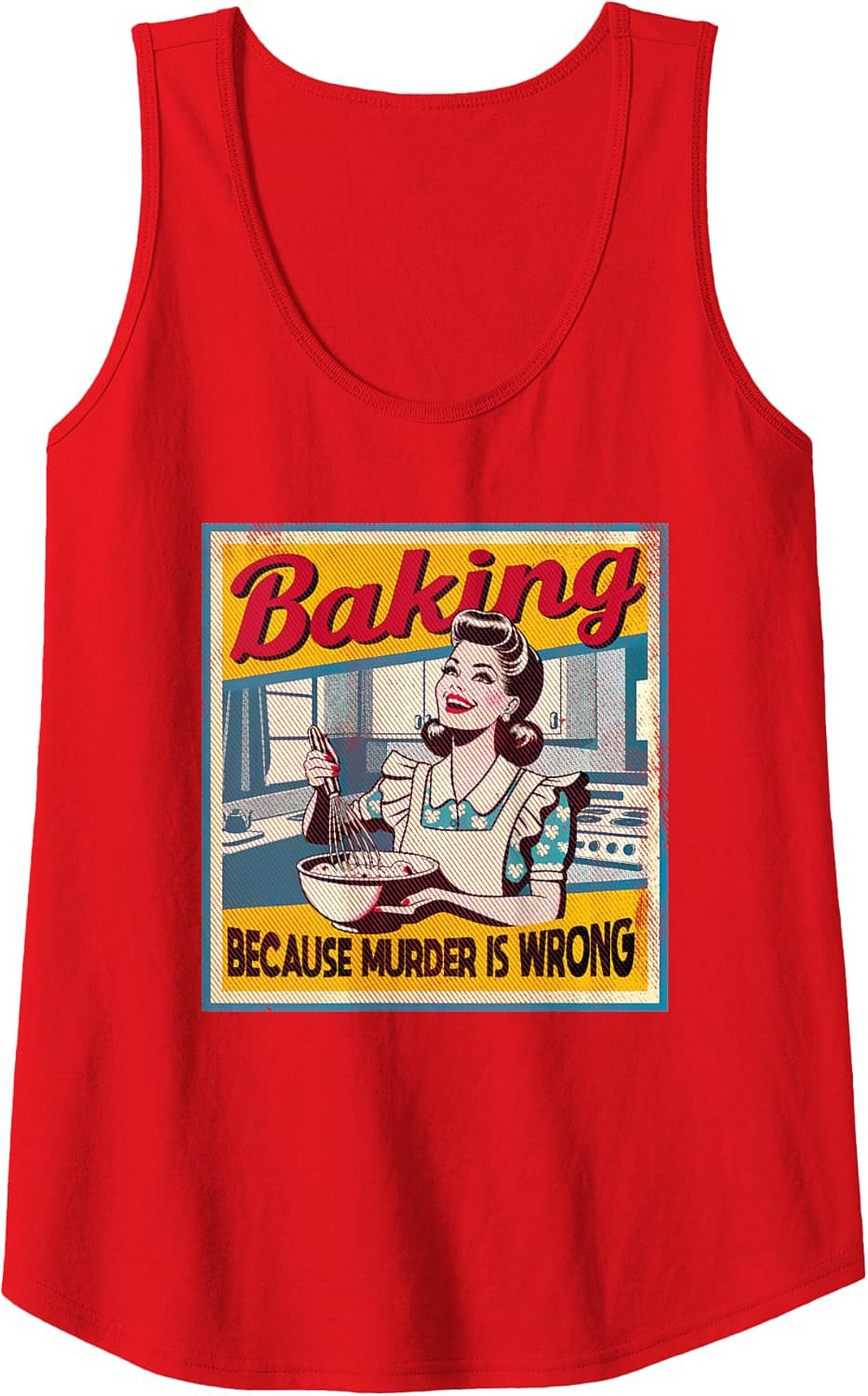 Retro Baking Because Murder is Wrong Graphic Tank Top