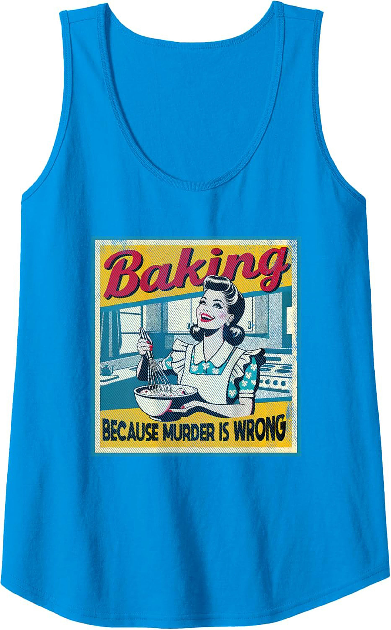 Retro Baking Because Murder is Wrong Graphic Tank Top