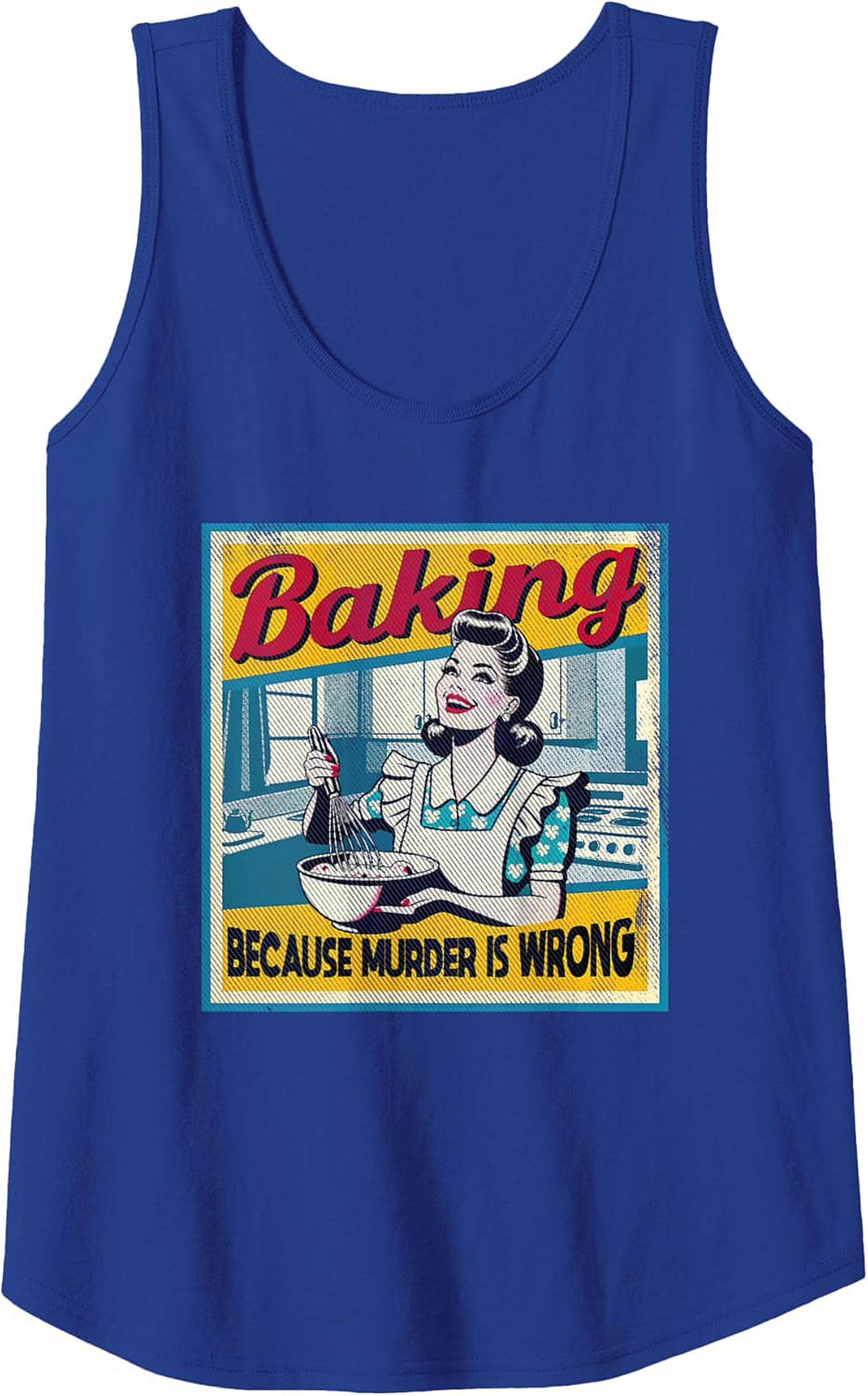Retro Baking Because Murder is Wrong Graphic Tank Top