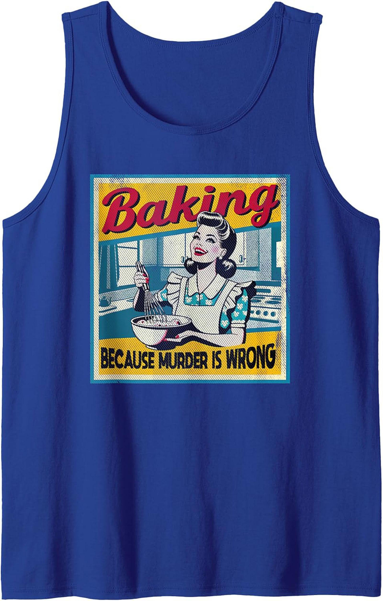 Retro Baking Because Murder is Wrong Graphic Tank Top