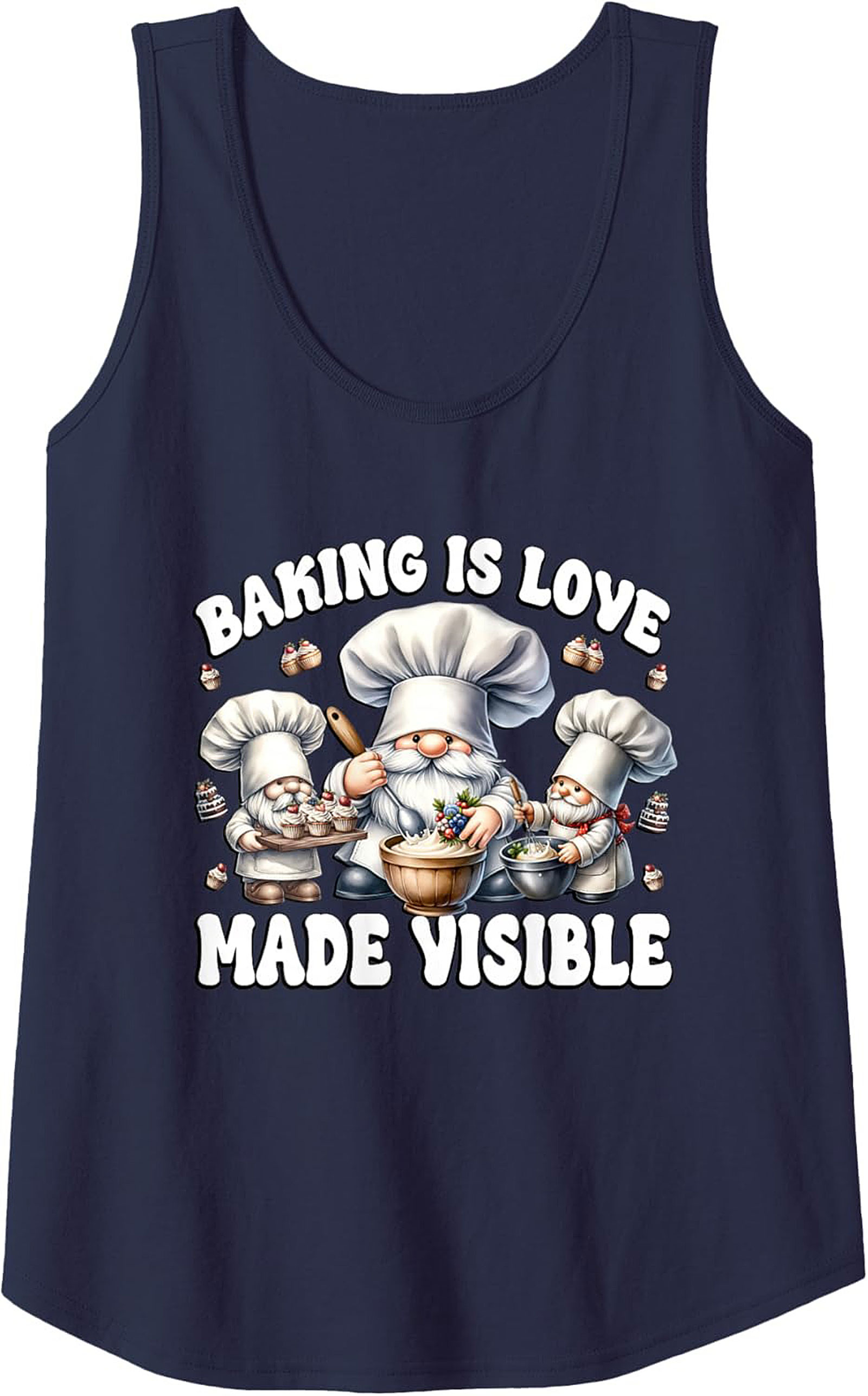 Baking Gnome Graphic Tank Top - "Baking Is Love Made Visible"