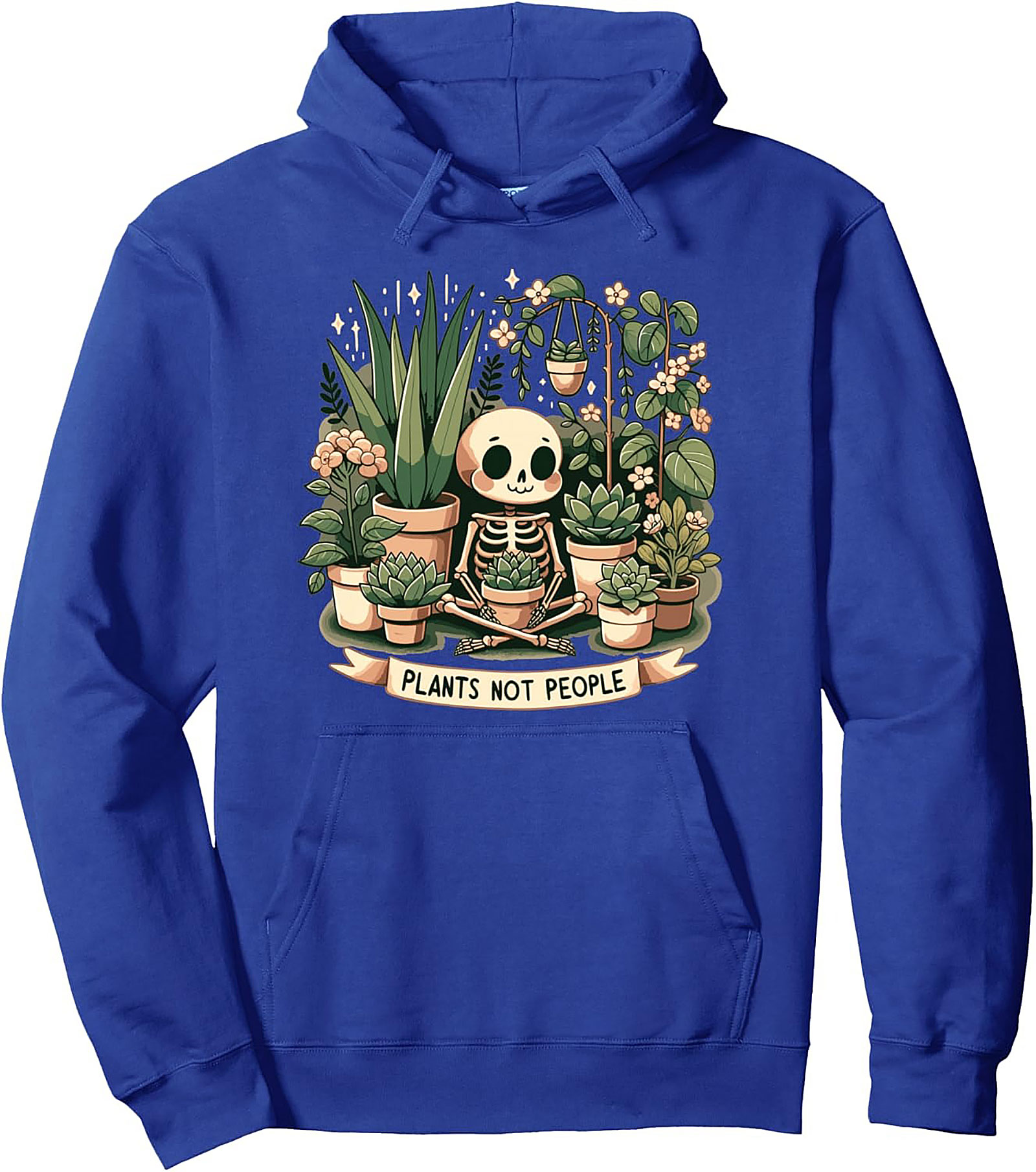 Plants Not People Hoodie | Cute Skeleton & Succulent Graphic