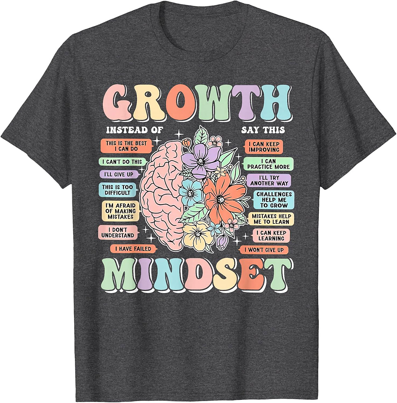 Growth Mindset Retro T-Shirt Inspirational Mental Health Tee