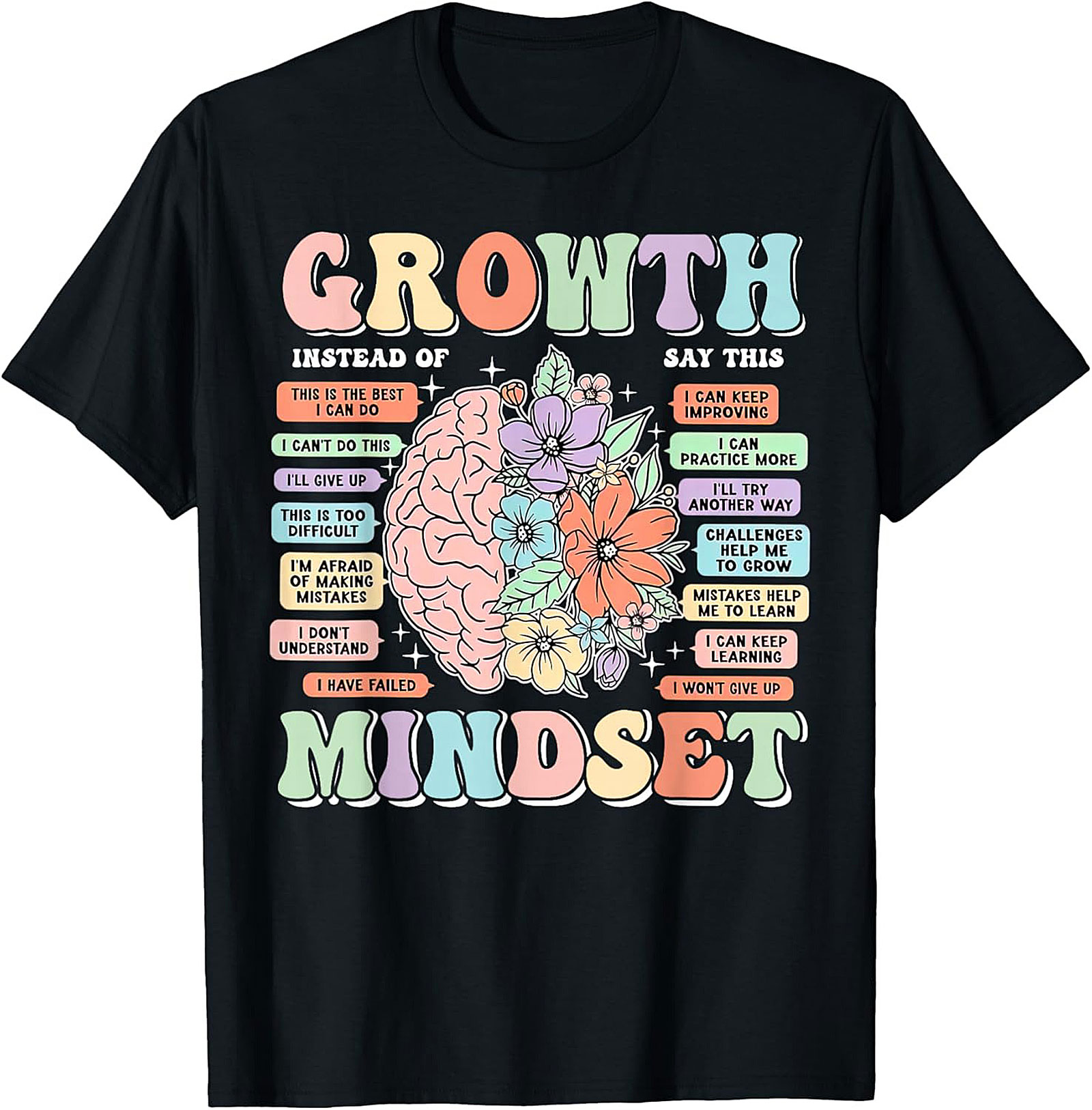 Growth Mindset Retro T-Shirt Inspirational Mental Health Tee