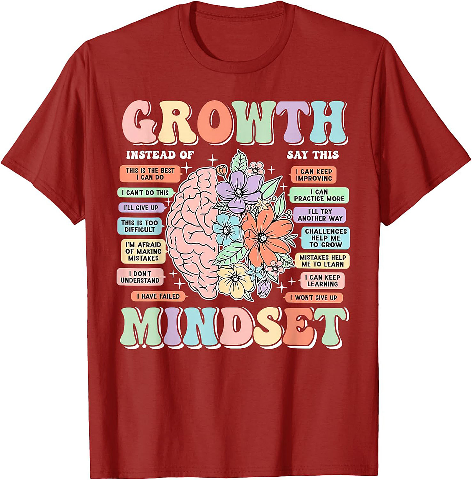 Growth Mindset Retro T-Shirt Inspirational Mental Health Tee