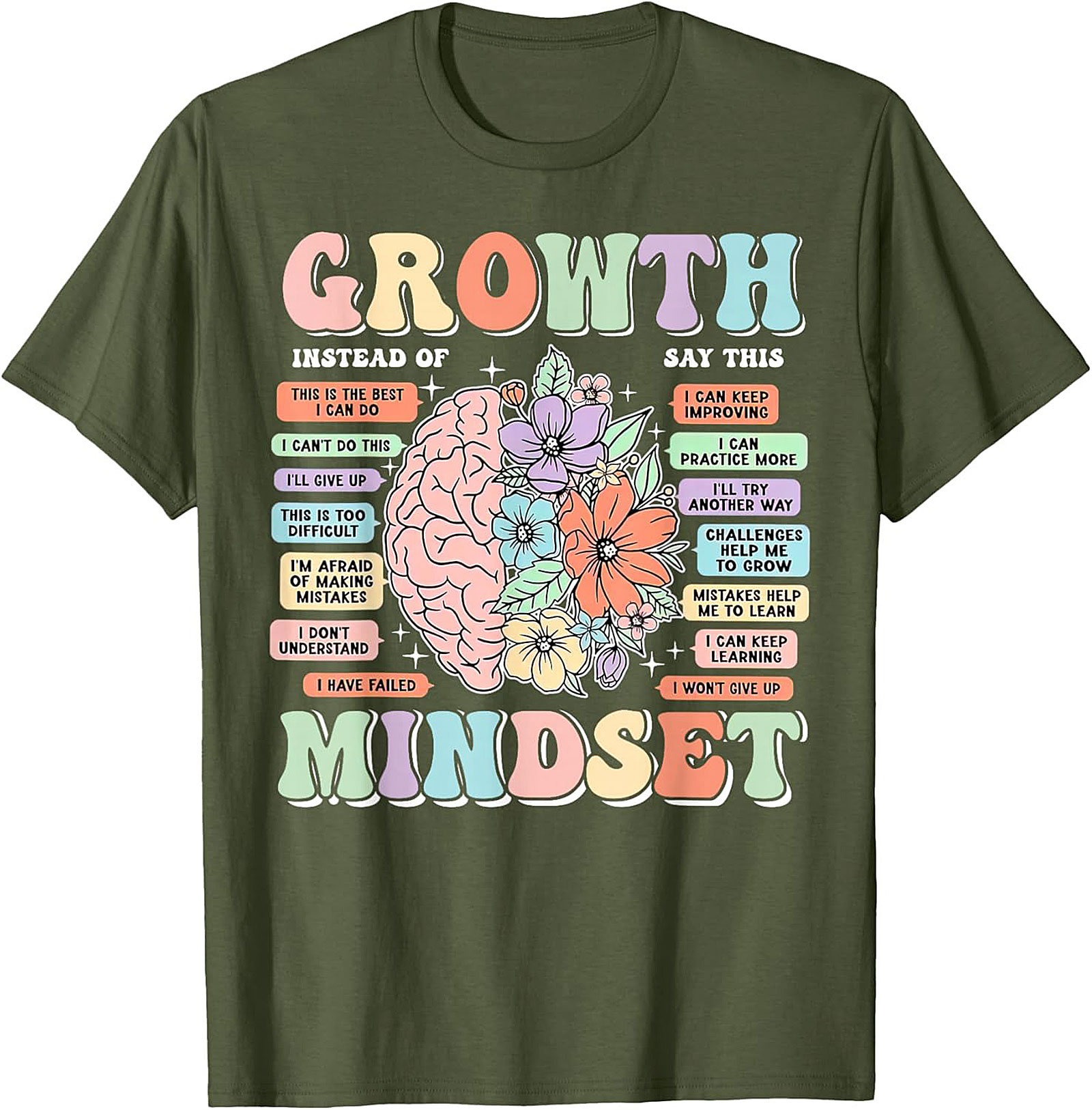 Growth Mindset Retro T-Shirt Inspirational Mental Health Tee