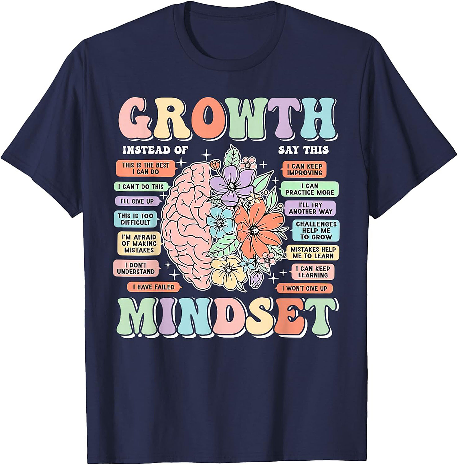 Growth Mindset Retro T-Shirt Inspirational Mental Health Tee