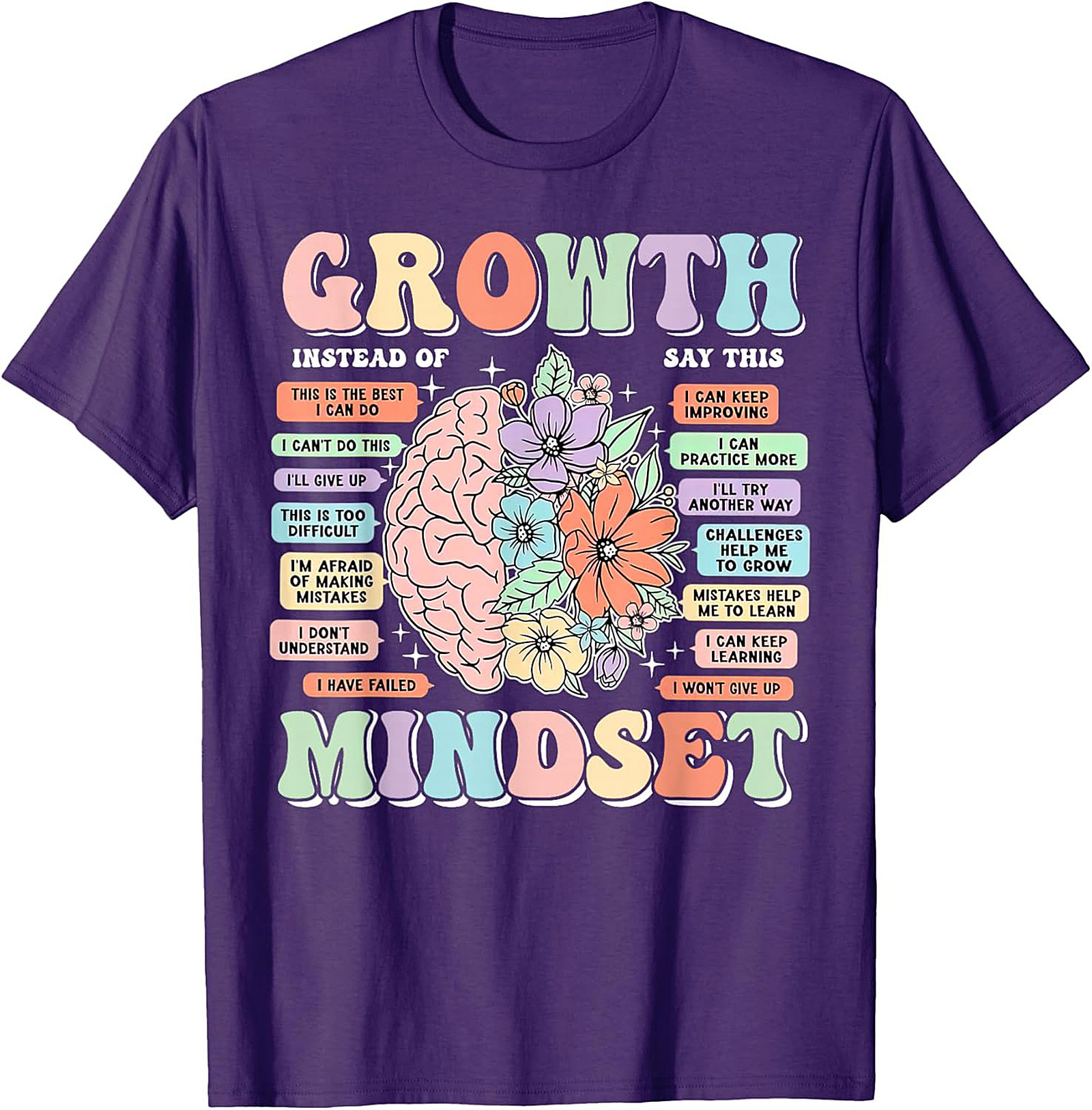 Growth Mindset Retro T-Shirt Inspirational Mental Health Tee