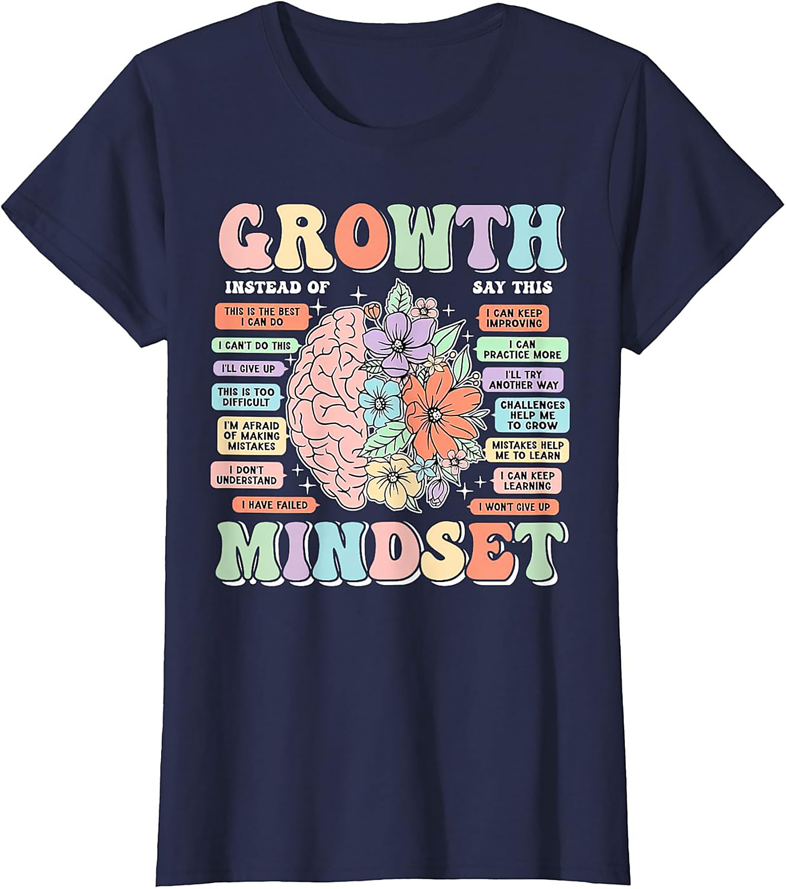 Growth Mindset Retro T-Shirt Inspirational Mental Health Tee