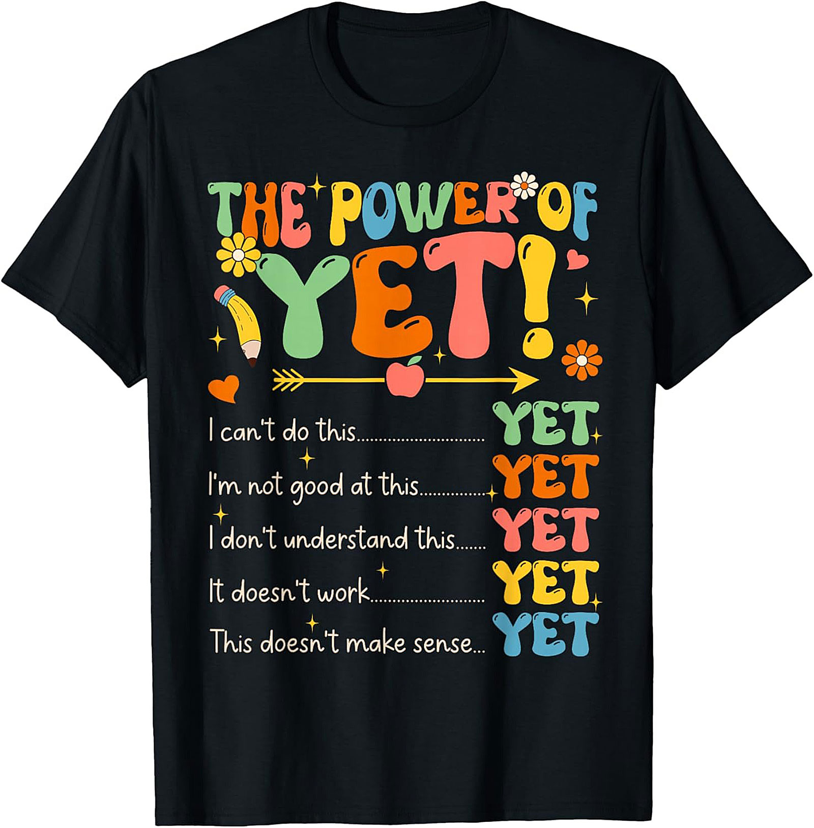 Power of Yet Growth Mindset T-shirt Retro Teacher Tee
