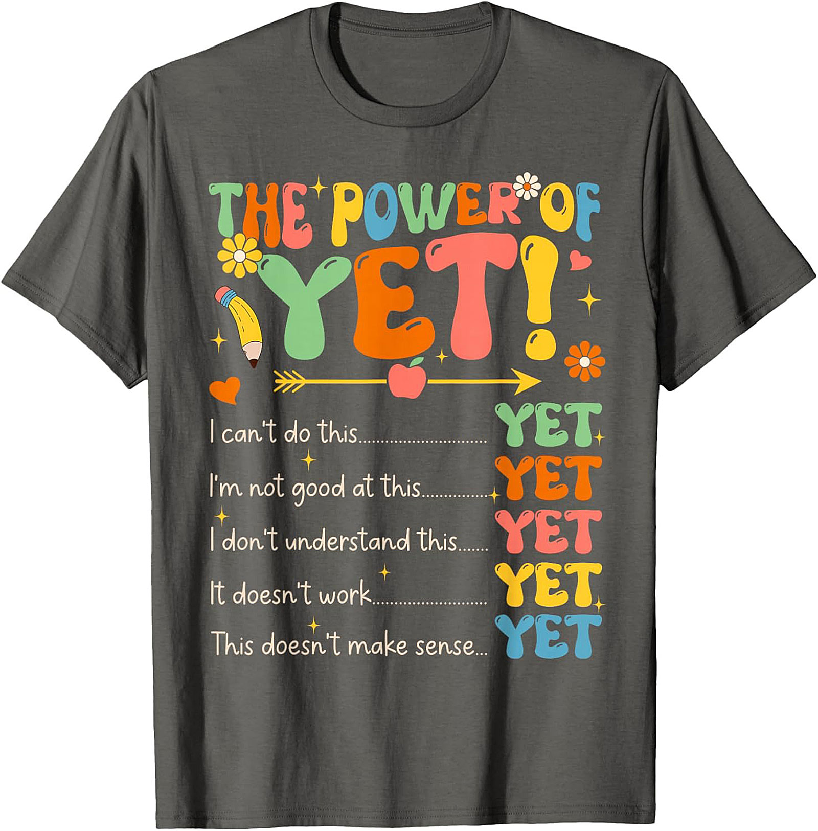 Power of Yet Growth Mindset T-shirt Retro Teacher Tee