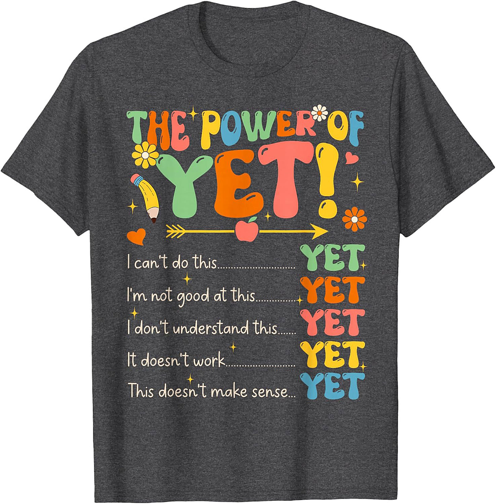 Power of Yet Growth Mindset T-shirt Retro Teacher Tee