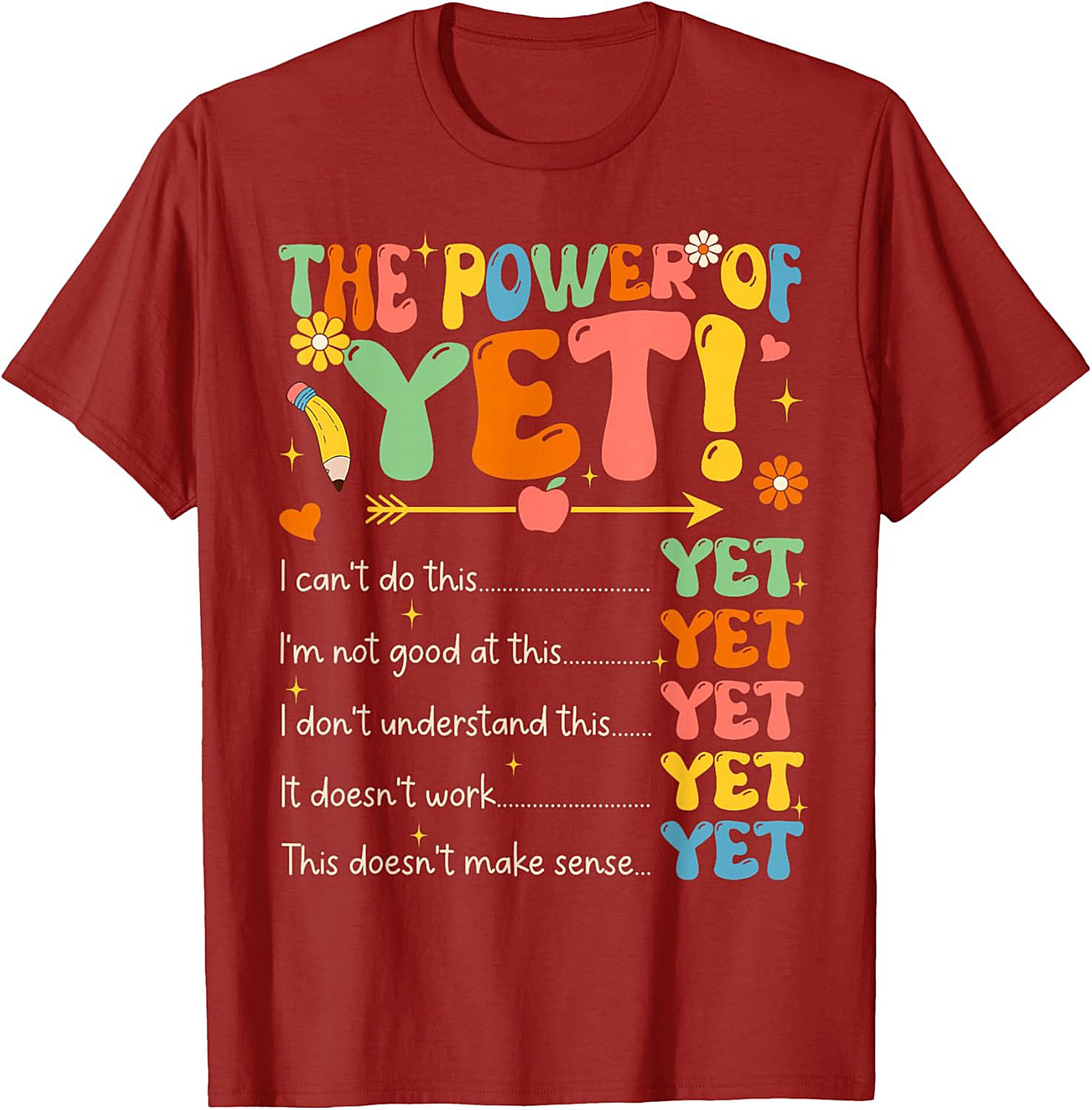 Power of Yet Growth Mindset T-shirt Retro Teacher Tee