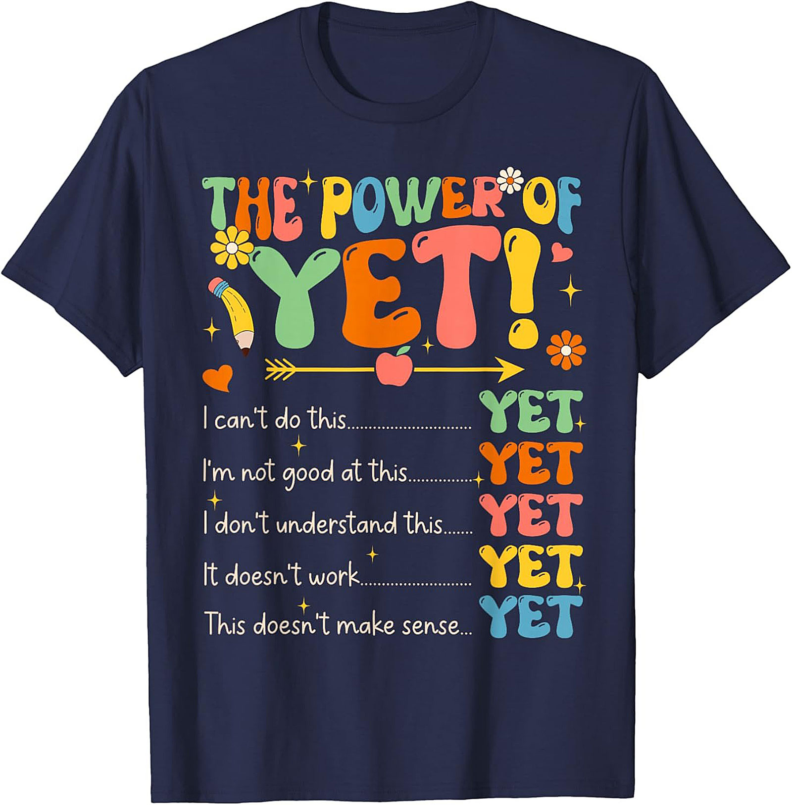 Power of Yet Growth Mindset T-shirt Retro Teacher Tee