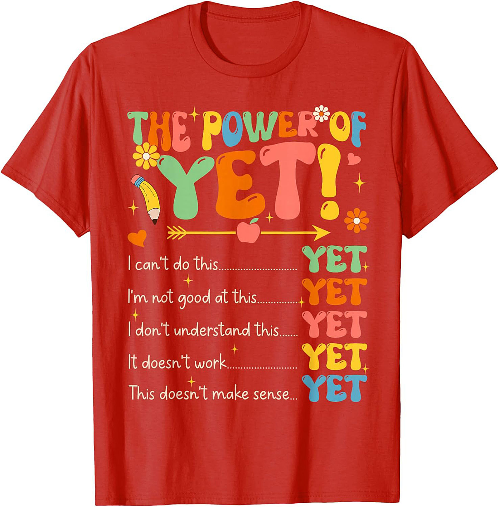 Power of Yet Growth Mindset T-shirt Retro Teacher Tee