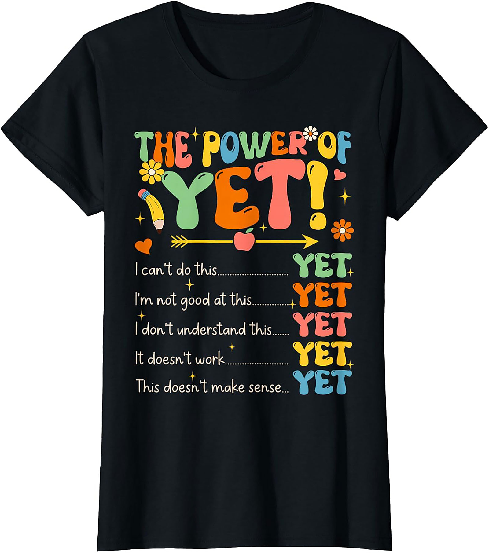 Power of Yet Growth Mindset T-shirt Retro Teacher Tee