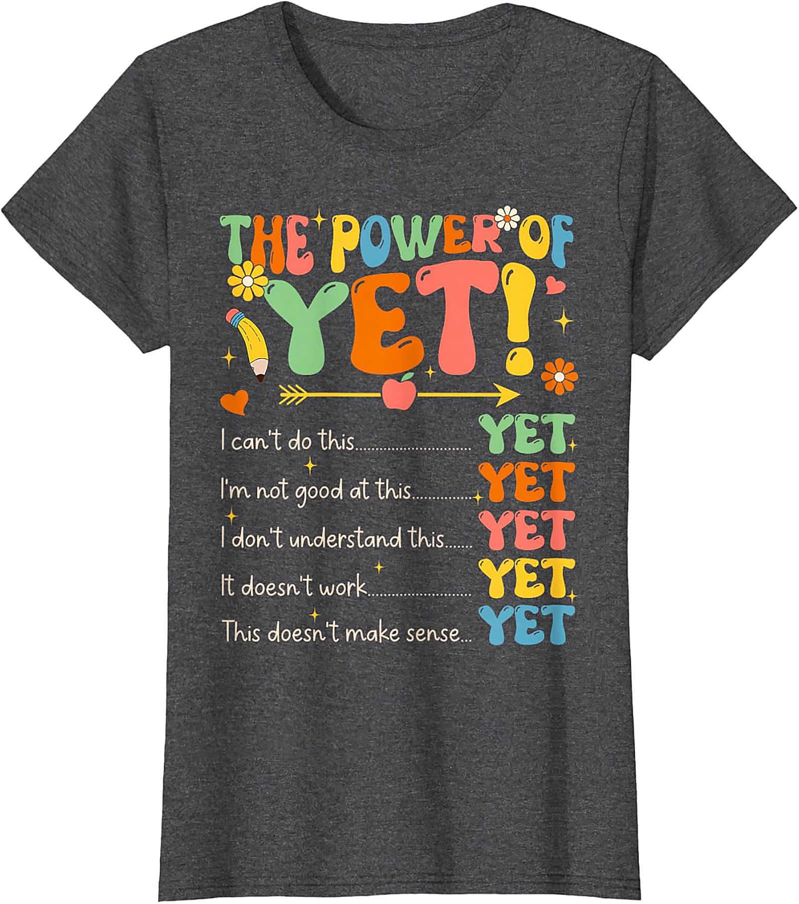 Power of Yet Growth Mindset T-shirt Retro Teacher Tee